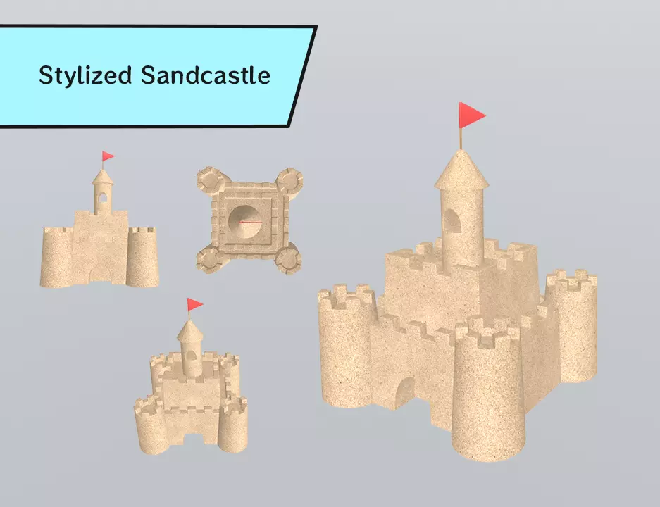 Stylized Sandcastle 3D model_0