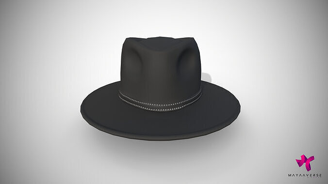 Black Fedora Hat  Low-poly 3D model