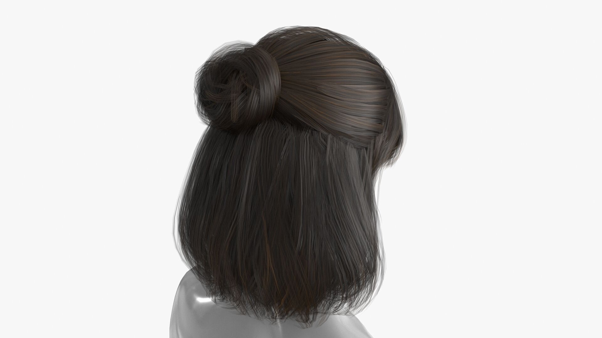 Female Hairstyle v2 Low-poly 3D model_11