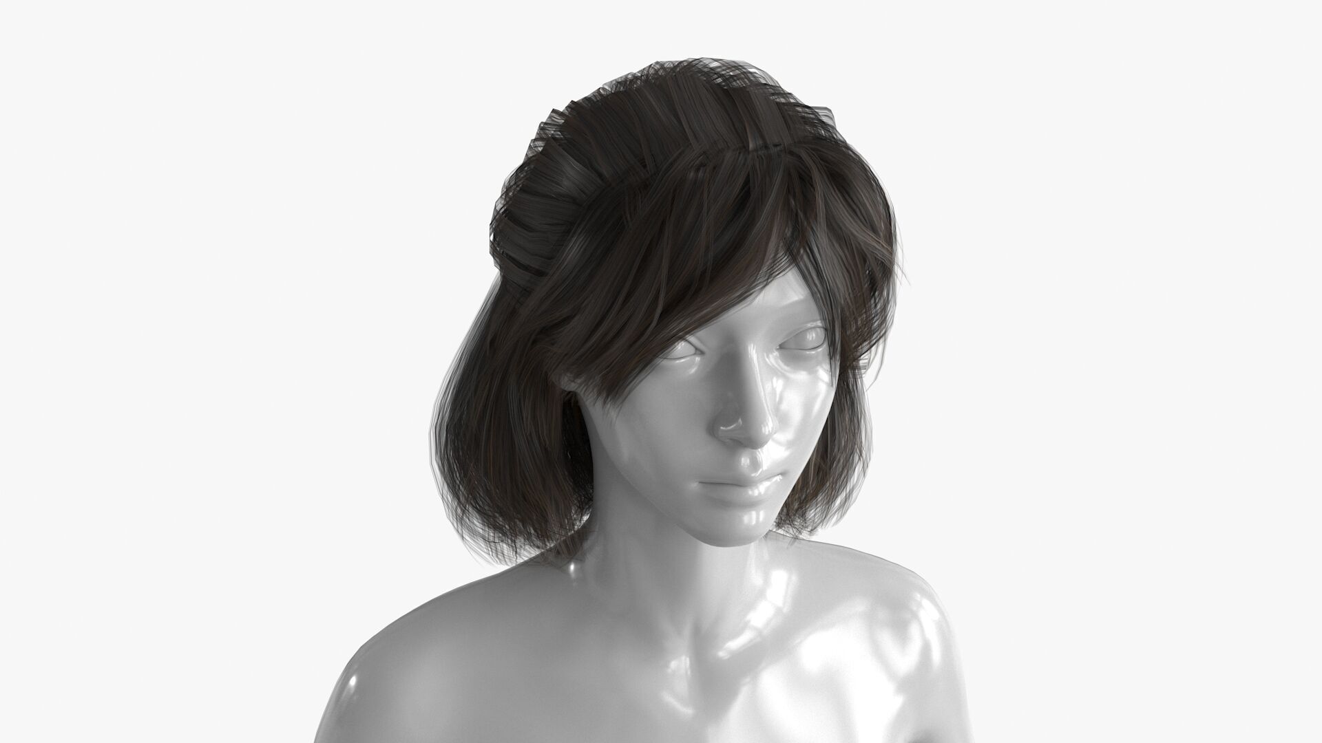 Female Hairstyle v2 Low-poly 3D model_7
