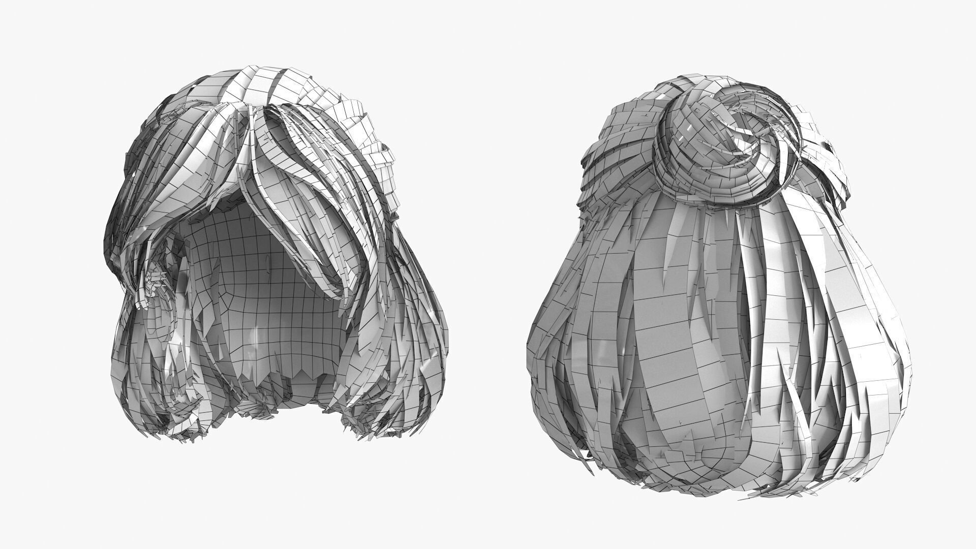 Female Hairstyle v2 Low-poly 3D model_15