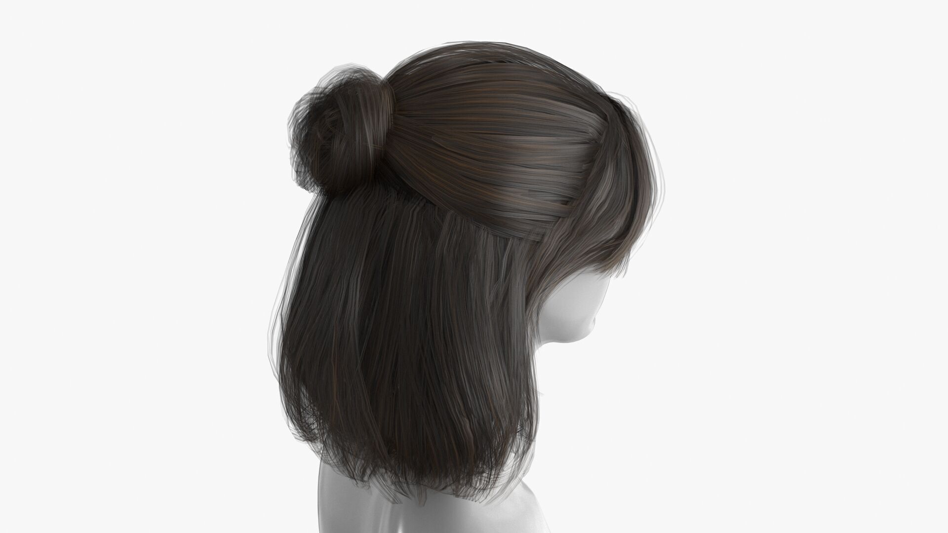 Female Hairstyle v2 Low-poly 3D model_10