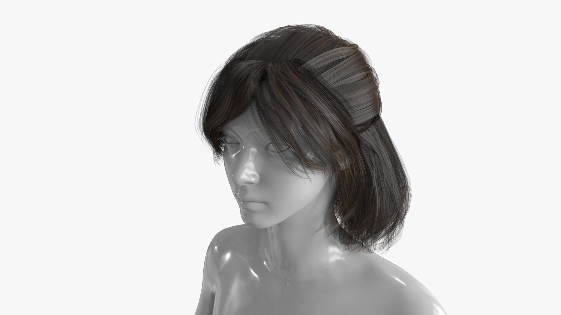 Female Hairstyle v2 Low-poly 3D model_14