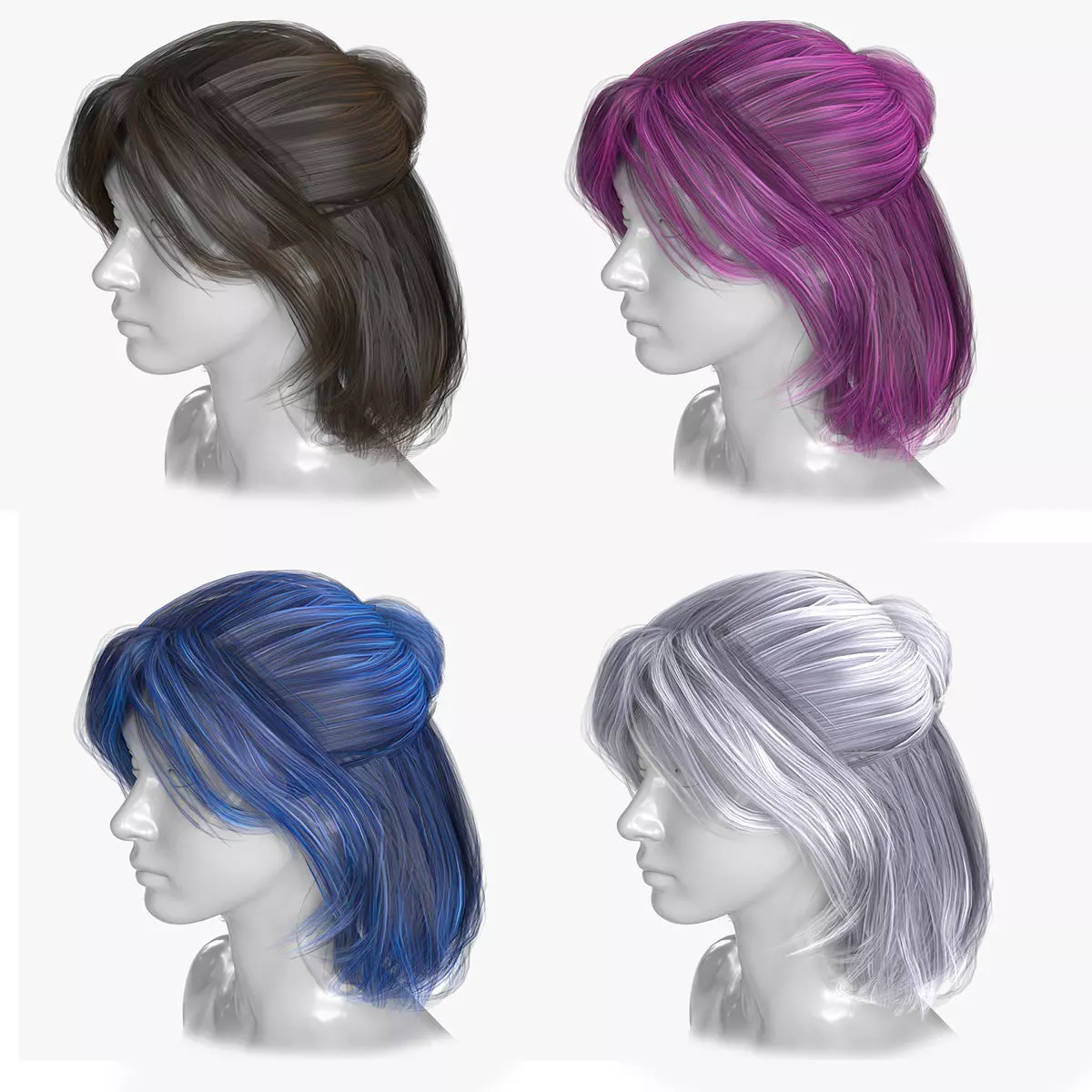 Female Hairstyle v2 Low-poly 3D model_0