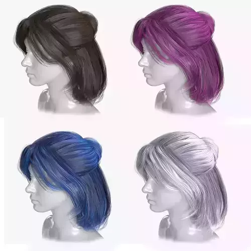 Female Hairstyle v2 Low-poly 3D model