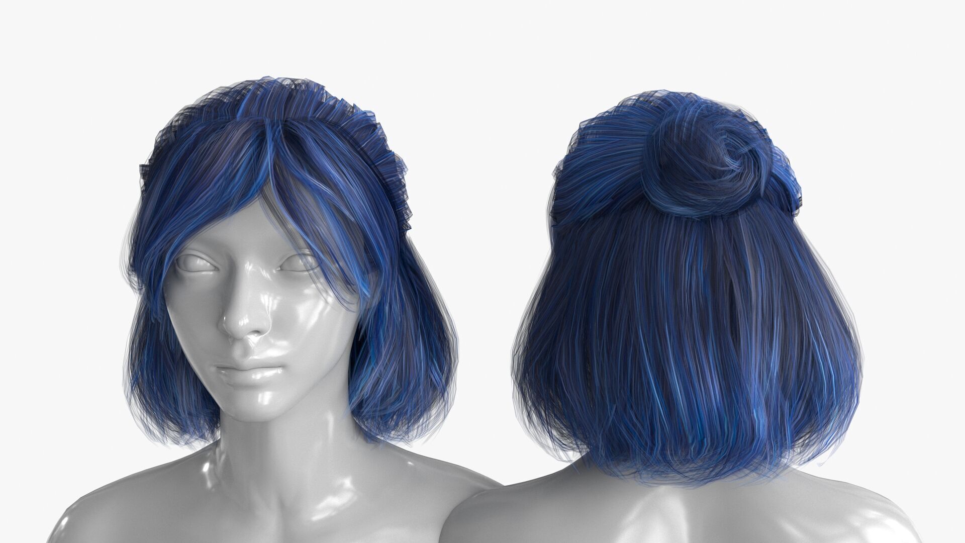 Female Hairstyle v2 Low-poly 3D model_5