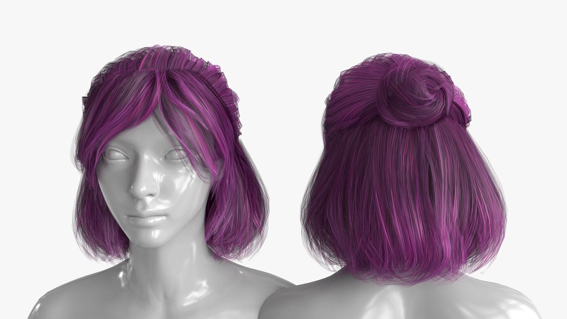 Female Hairstyle v2 Low-poly 3D model_3