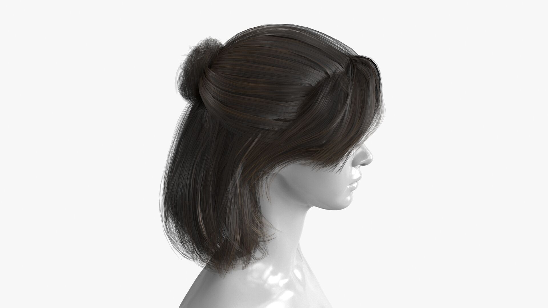 Female Hairstyle v2 Low-poly 3D model_9
