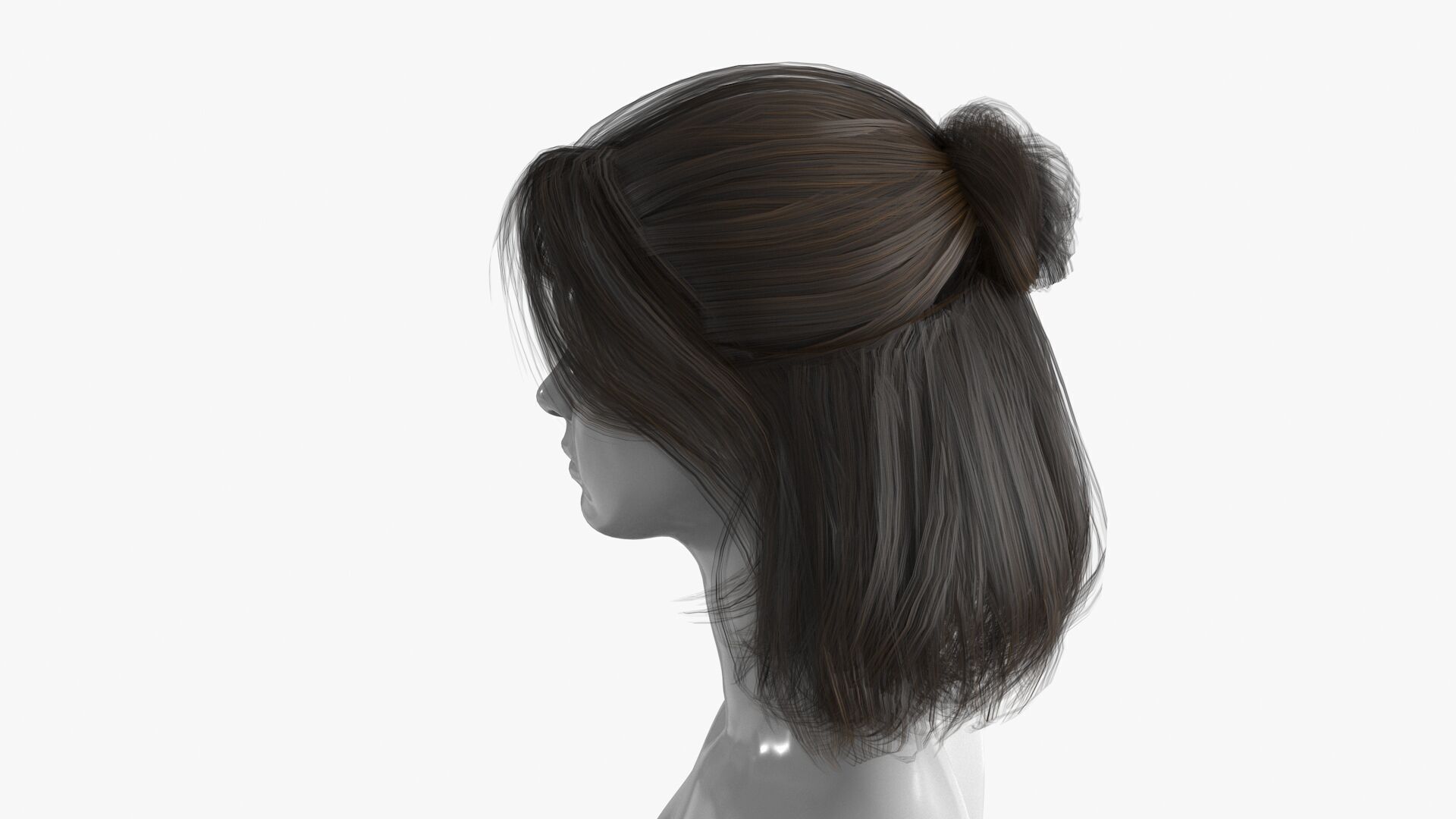 Female Hairstyle v2 Low-poly 3D model_13