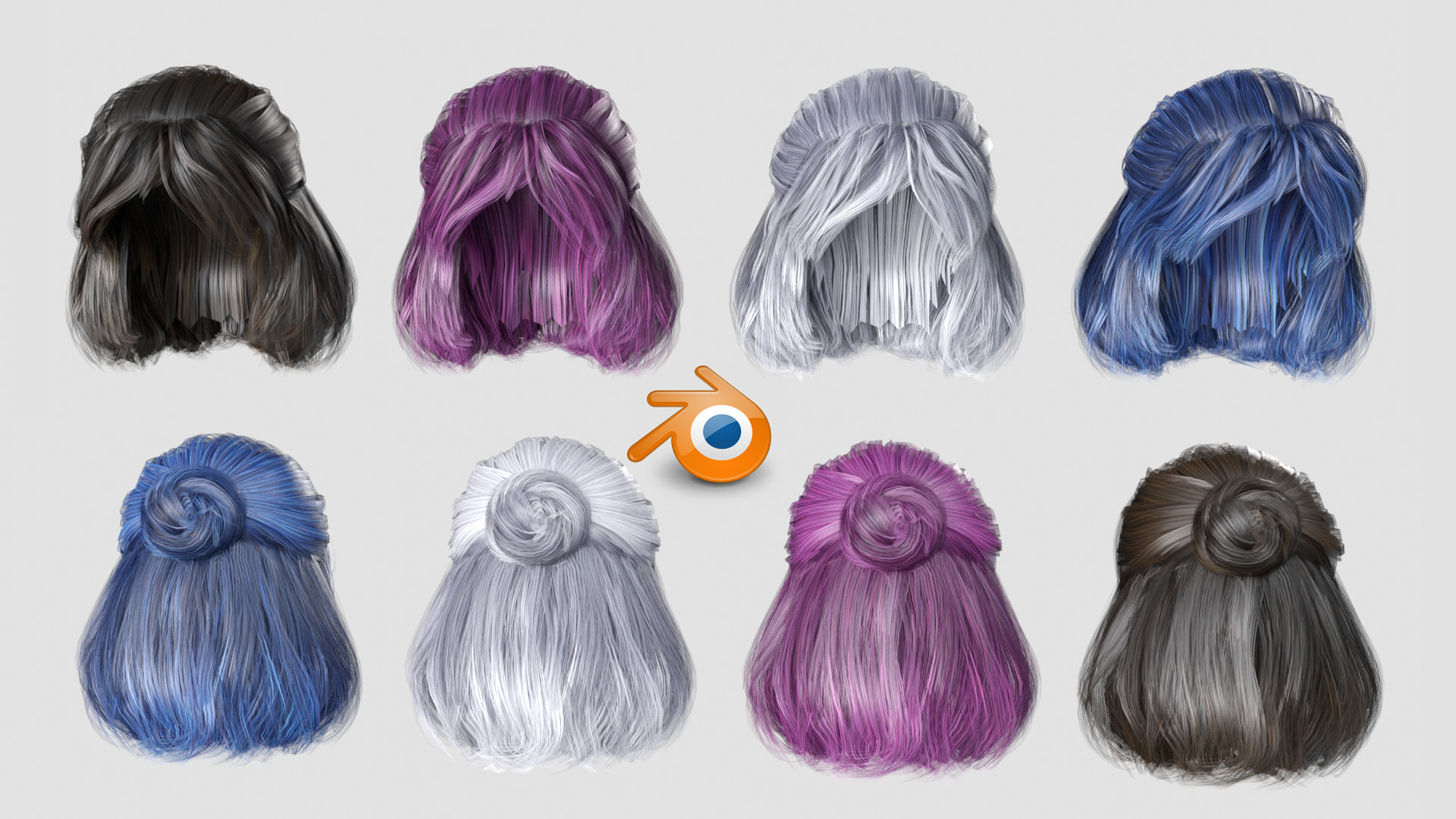 Female Hairstyle v2 Low-poly 3D model_6