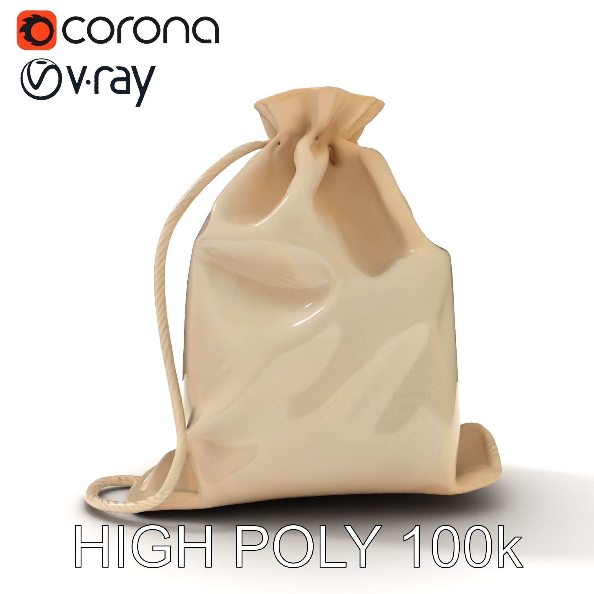 Fabric Drawstring Bag D Model Pack Low-poly 3D model_22