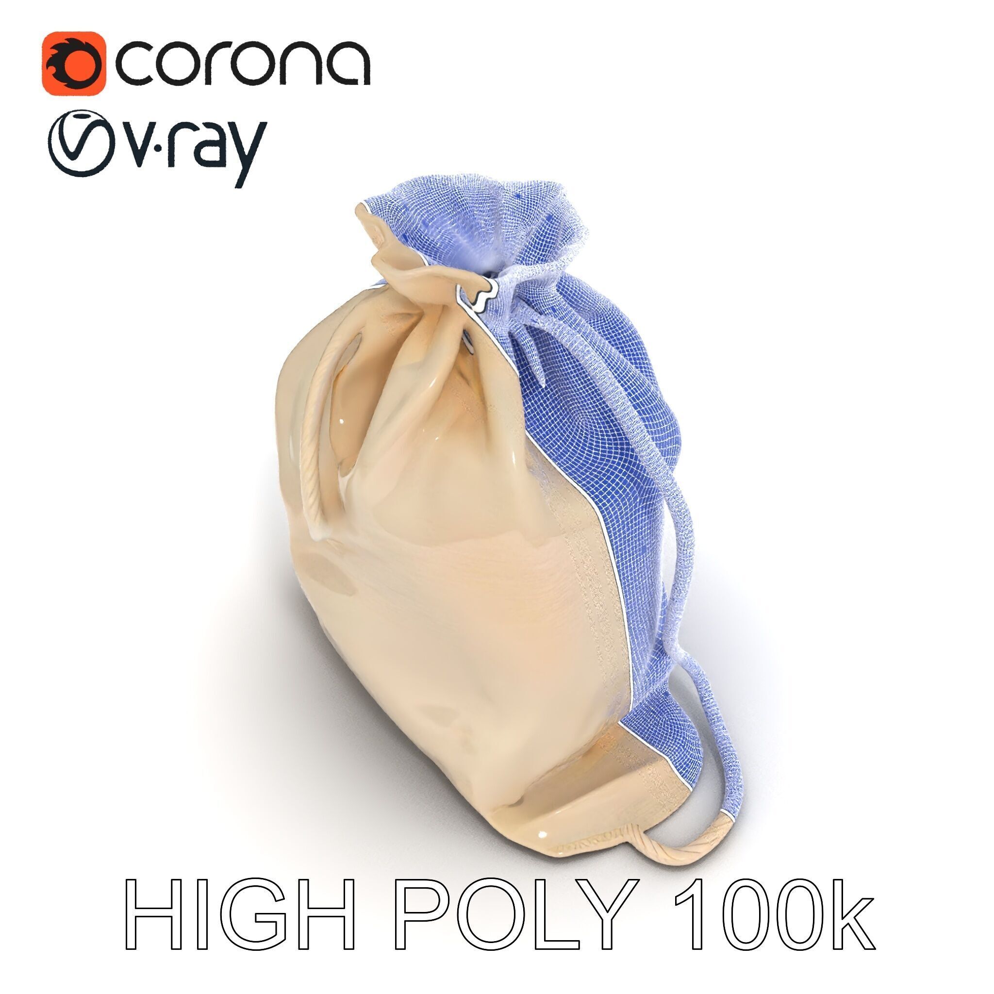 Fabric Drawstring Bag D Model Pack Low-poly 3D model_19
