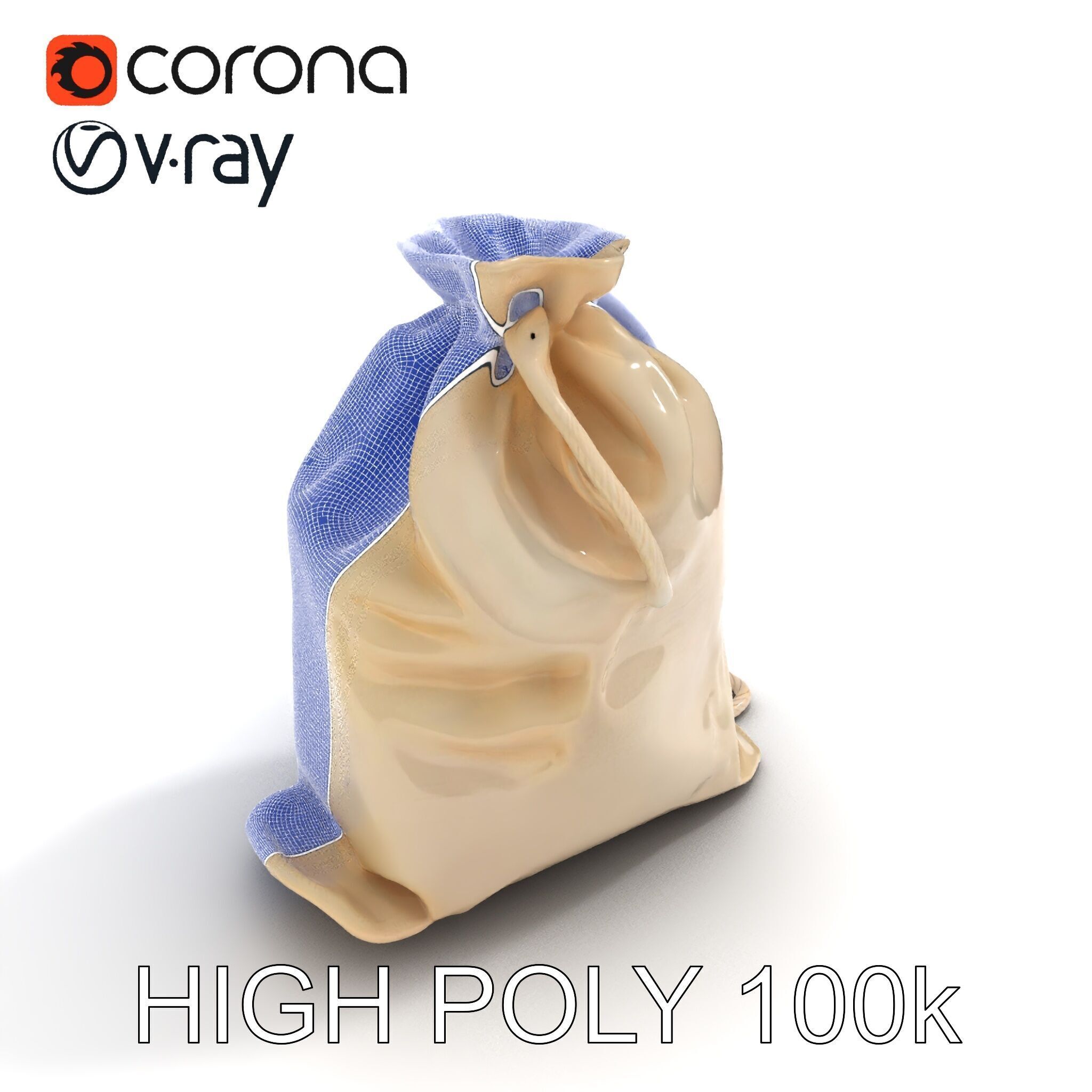 Fabric Drawstring Bag D Model Pack Low-poly 3D model_16