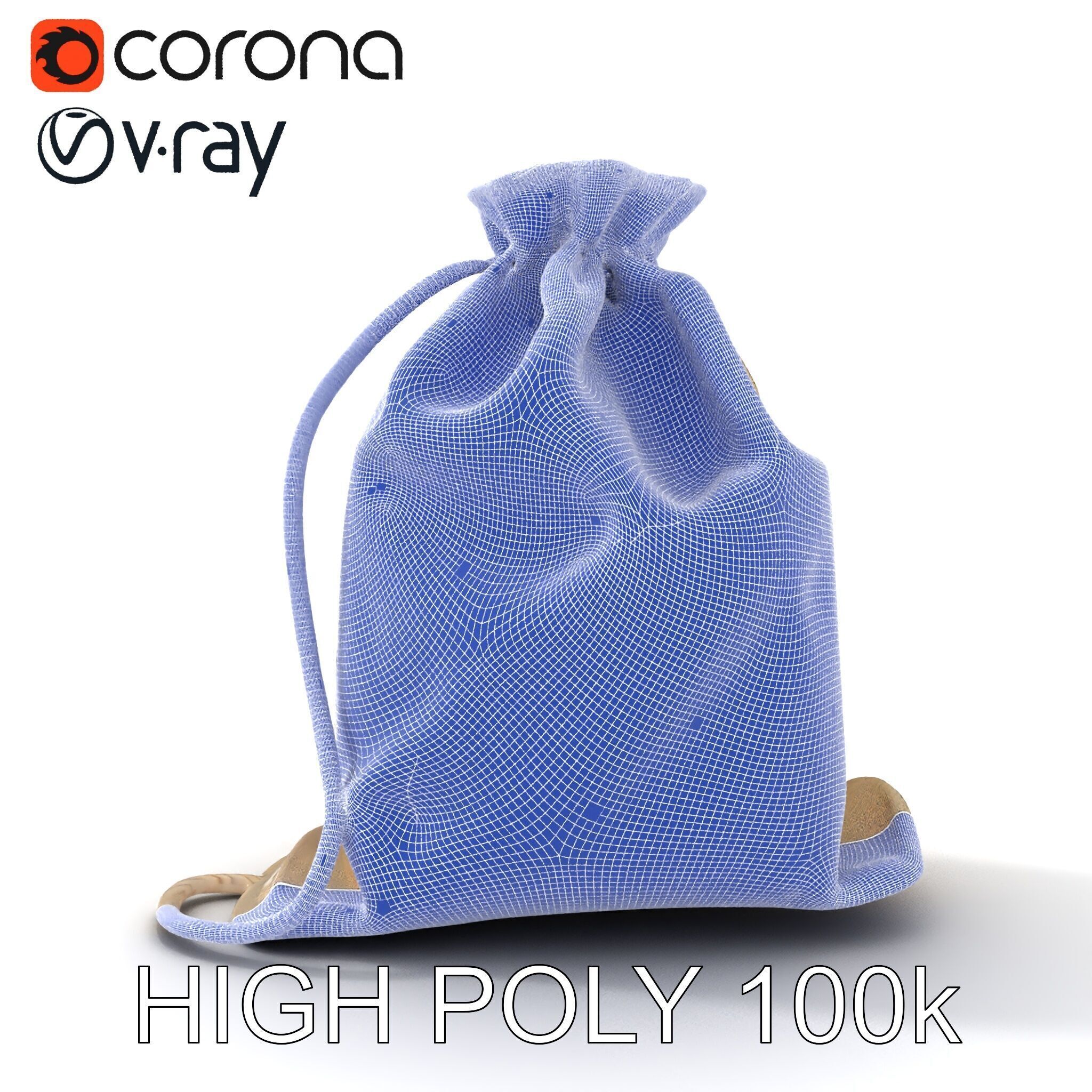 Fabric Drawstring Bag D Model Pack Low-poly 3D model_13