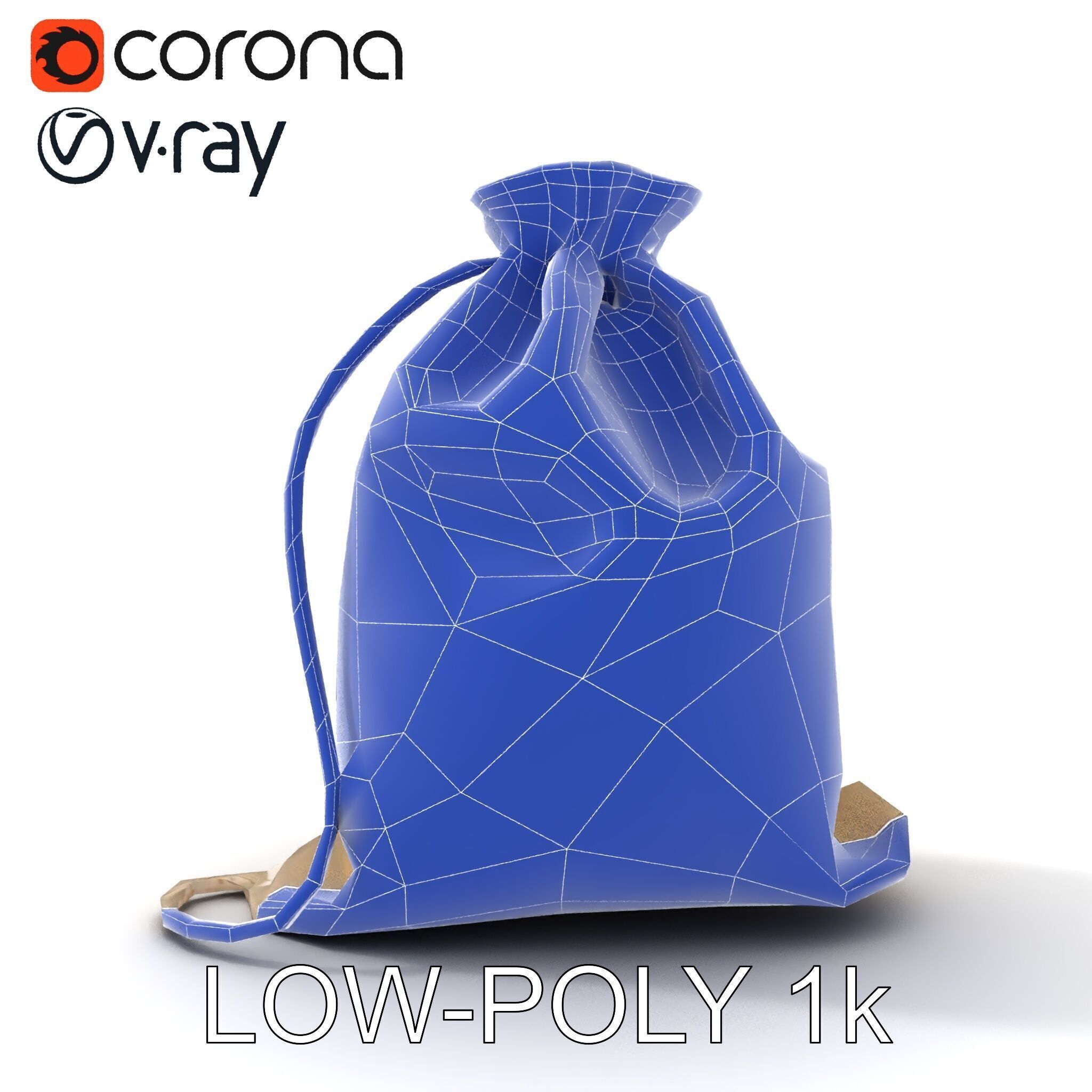Fabric Drawstring Bag D Model Pack Low-poly 3D model_18