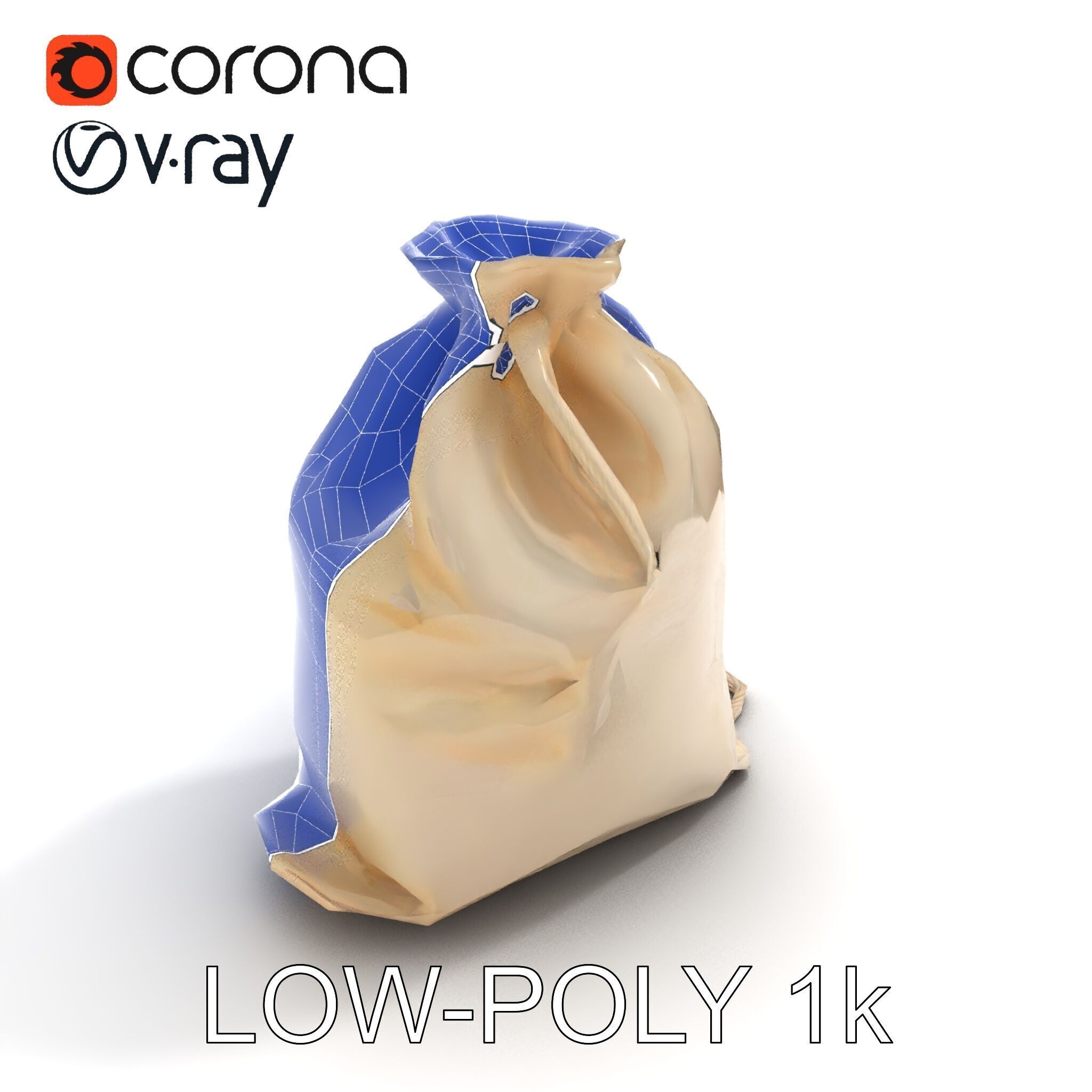 Fabric Drawstring Bag D Model Pack Low-poly 3D model_30
