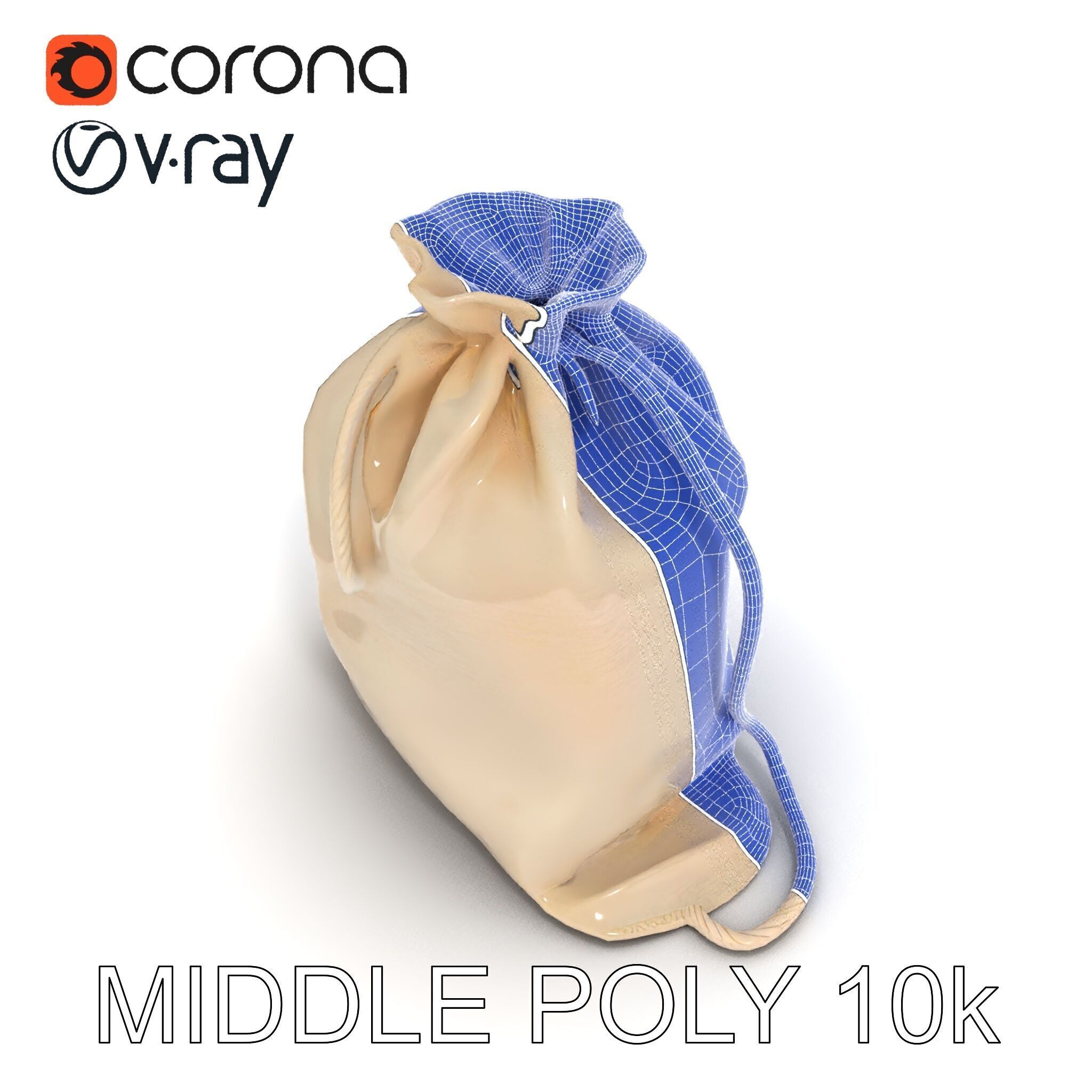 Fabric Drawstring Bag D Model Pack Low-poly 3D model_8