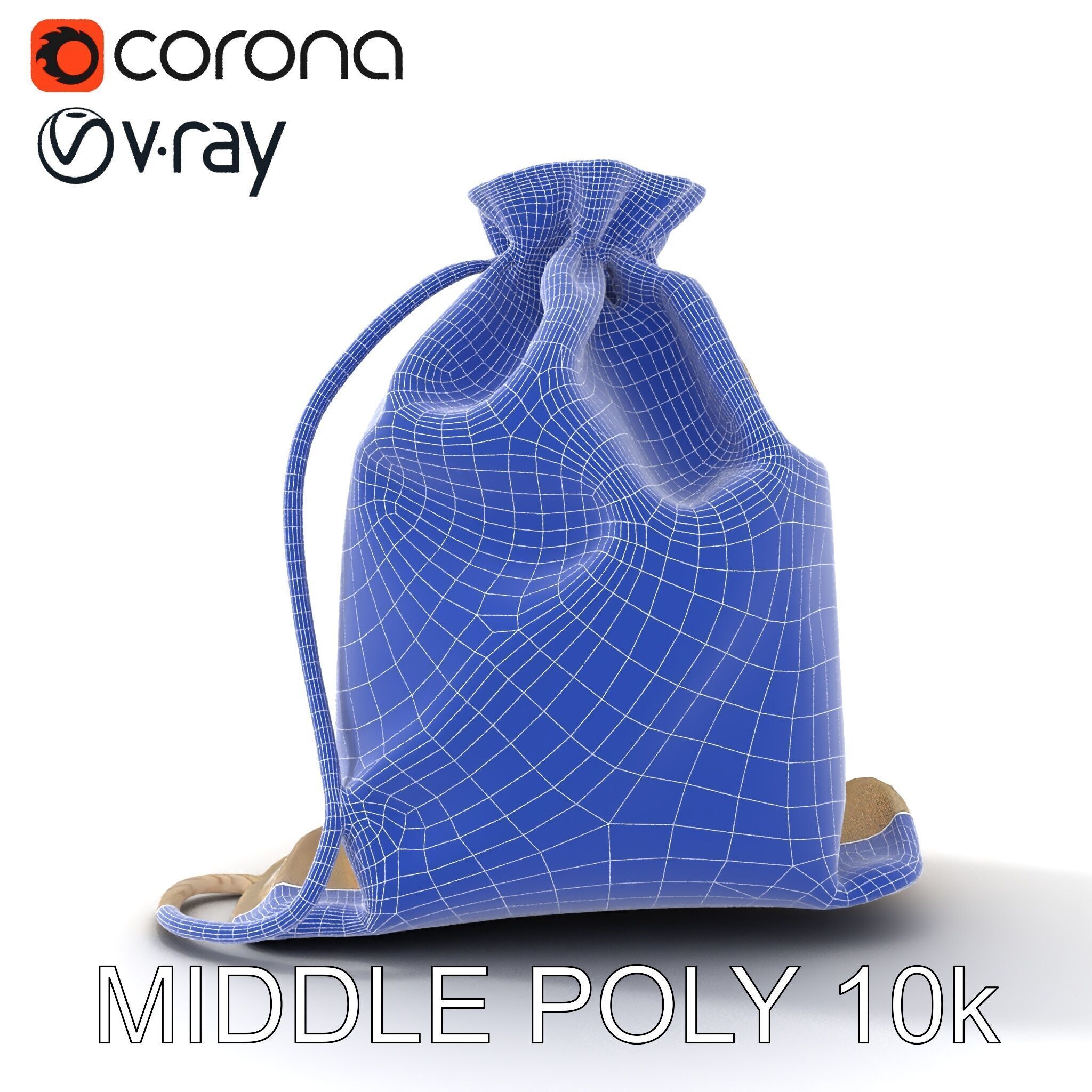 Fabric Drawstring Bag D Model Pack Low-poly 3D model_17