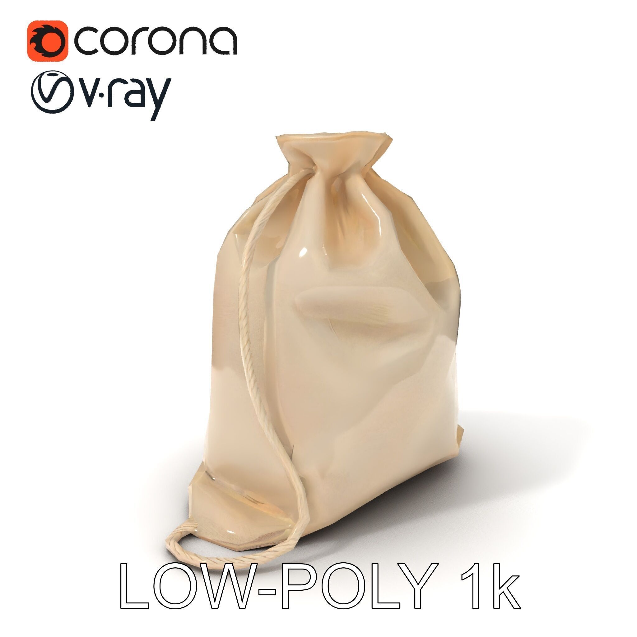 Fabric Drawstring Bag D Model Pack Low-poly 3D model_15