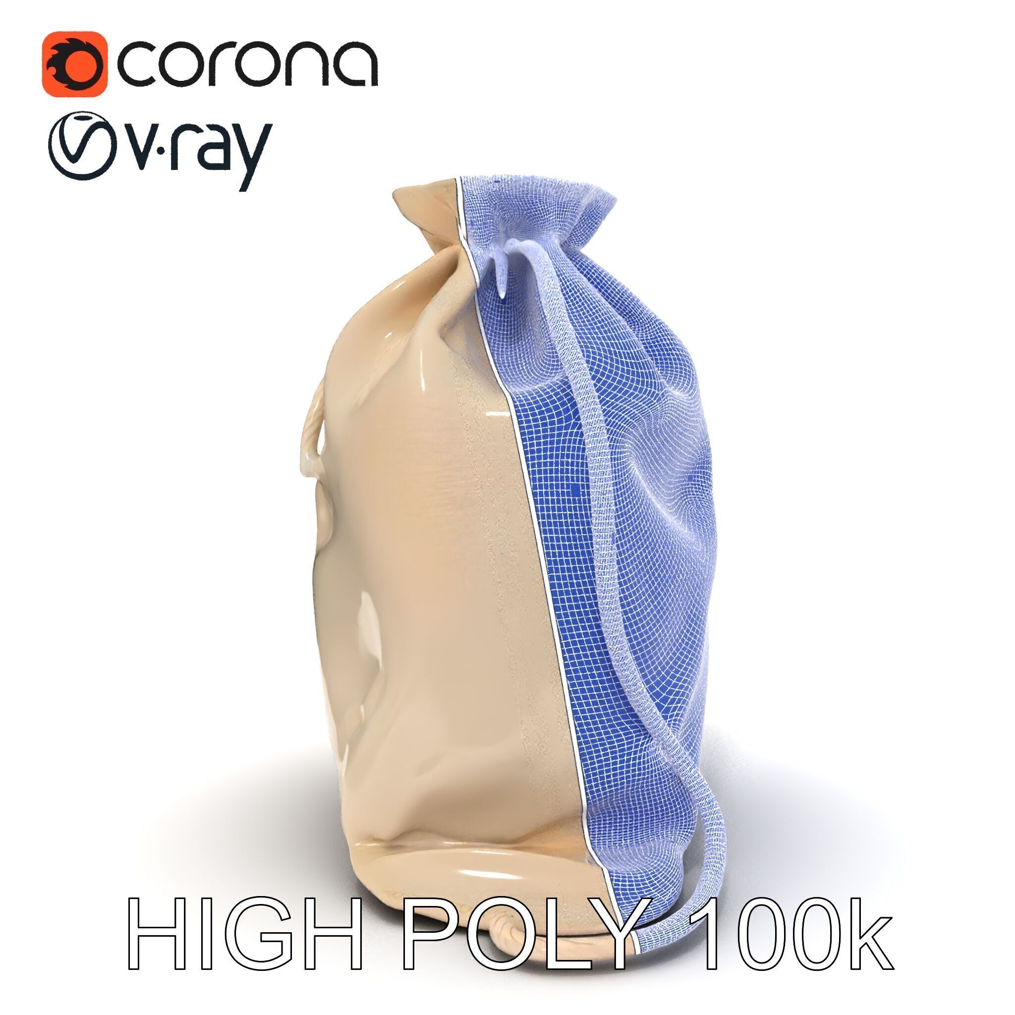 Fabric Drawstring Bag D Model Pack Low-poly 3D model_25