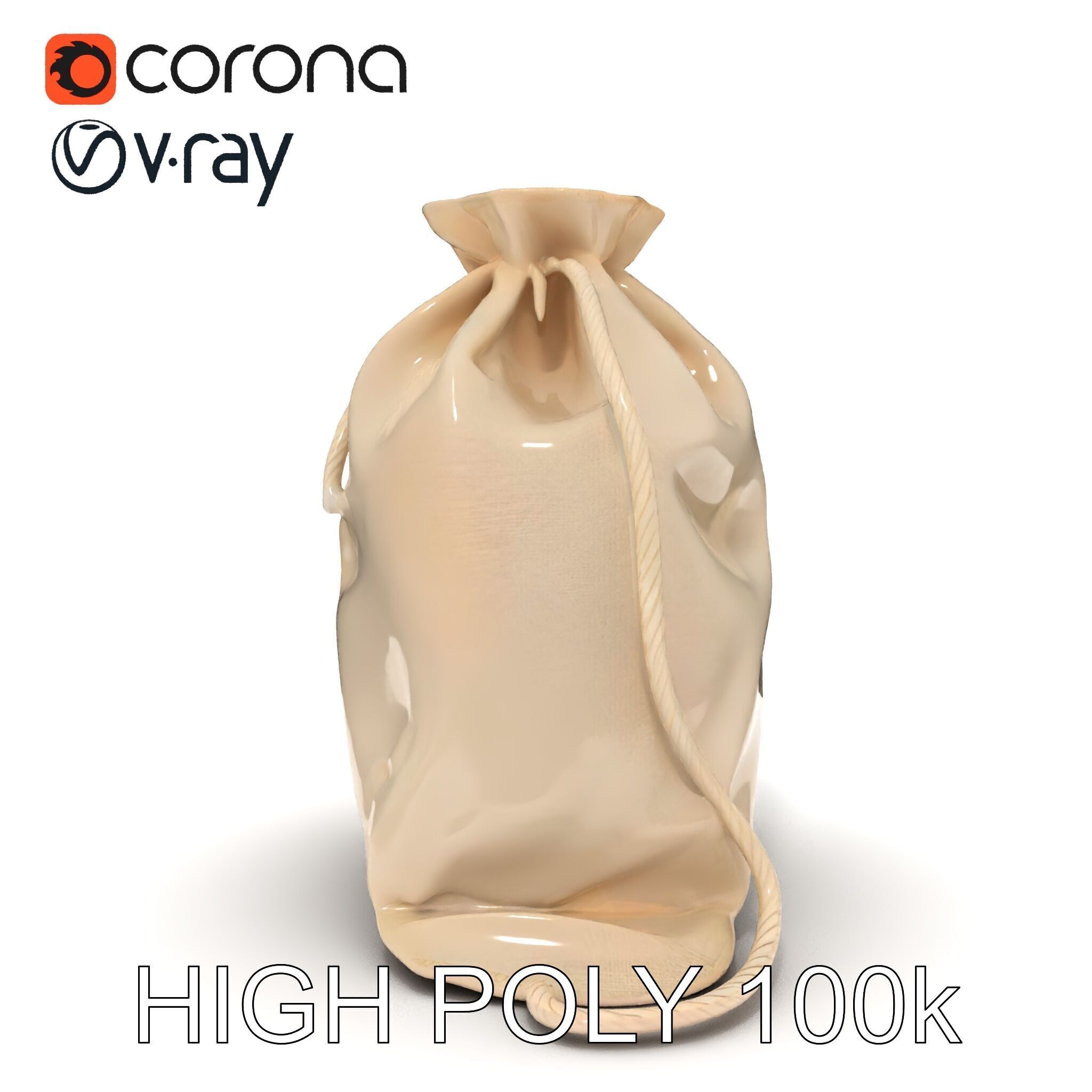 Fabric Drawstring Bag D Model Pack Low-poly 3D model_28