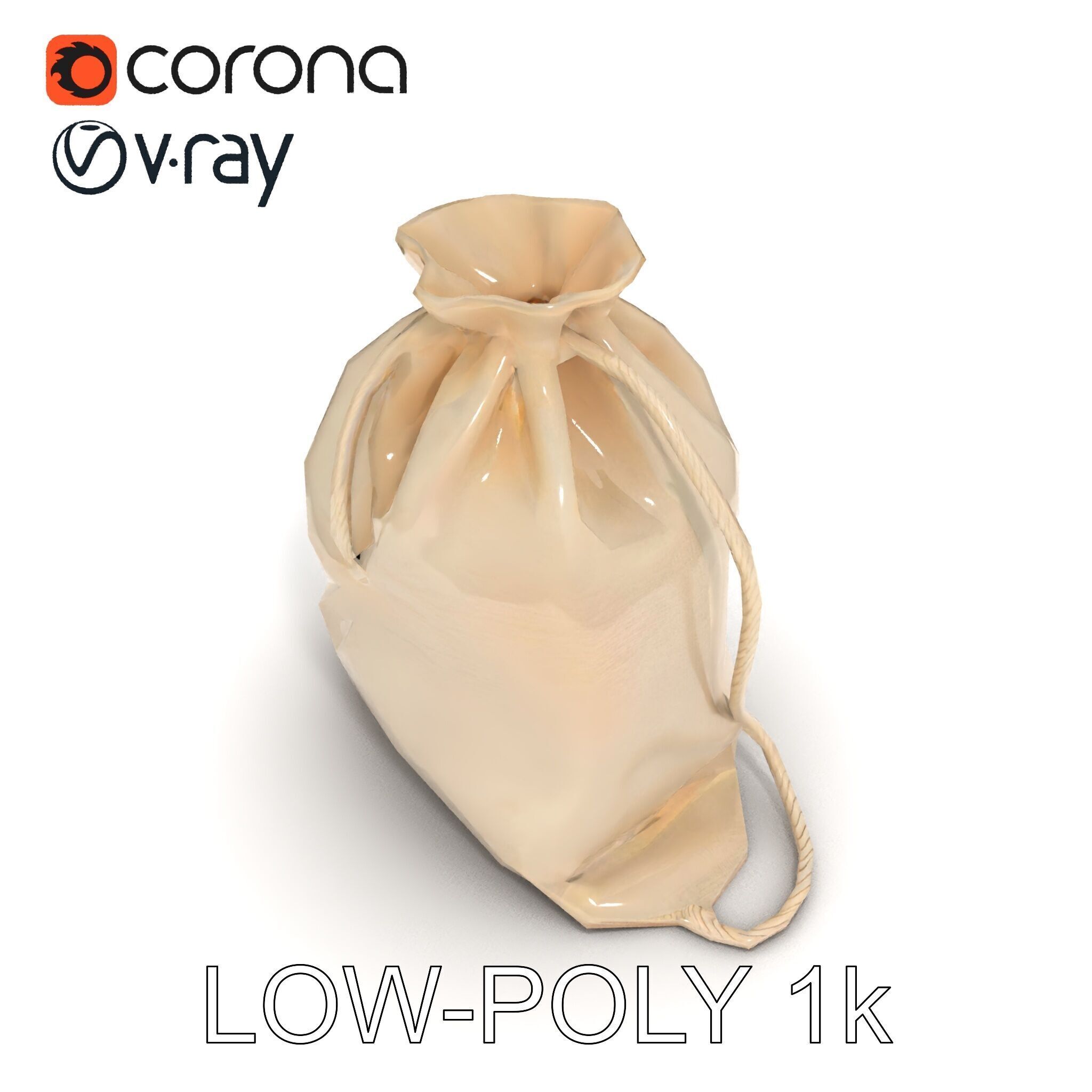 Fabric Drawstring Bag D Model Pack Low-poly 3D model_35
