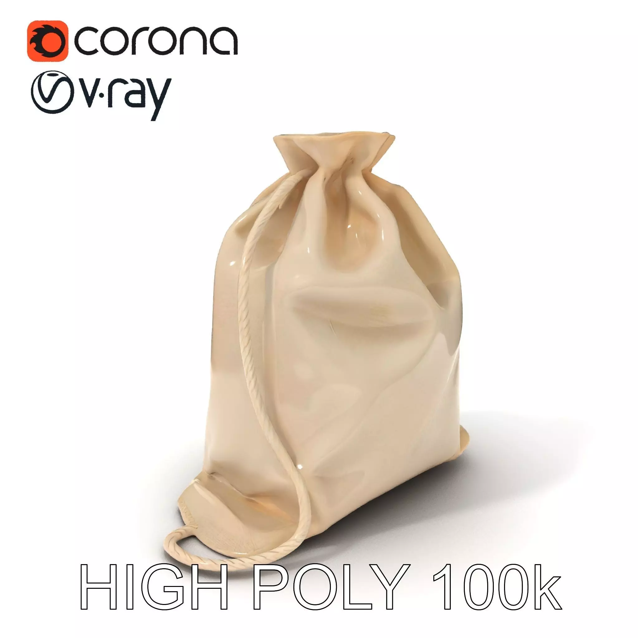 Fabric Drawstring Bag D Model Pack Low-poly 3D model_0