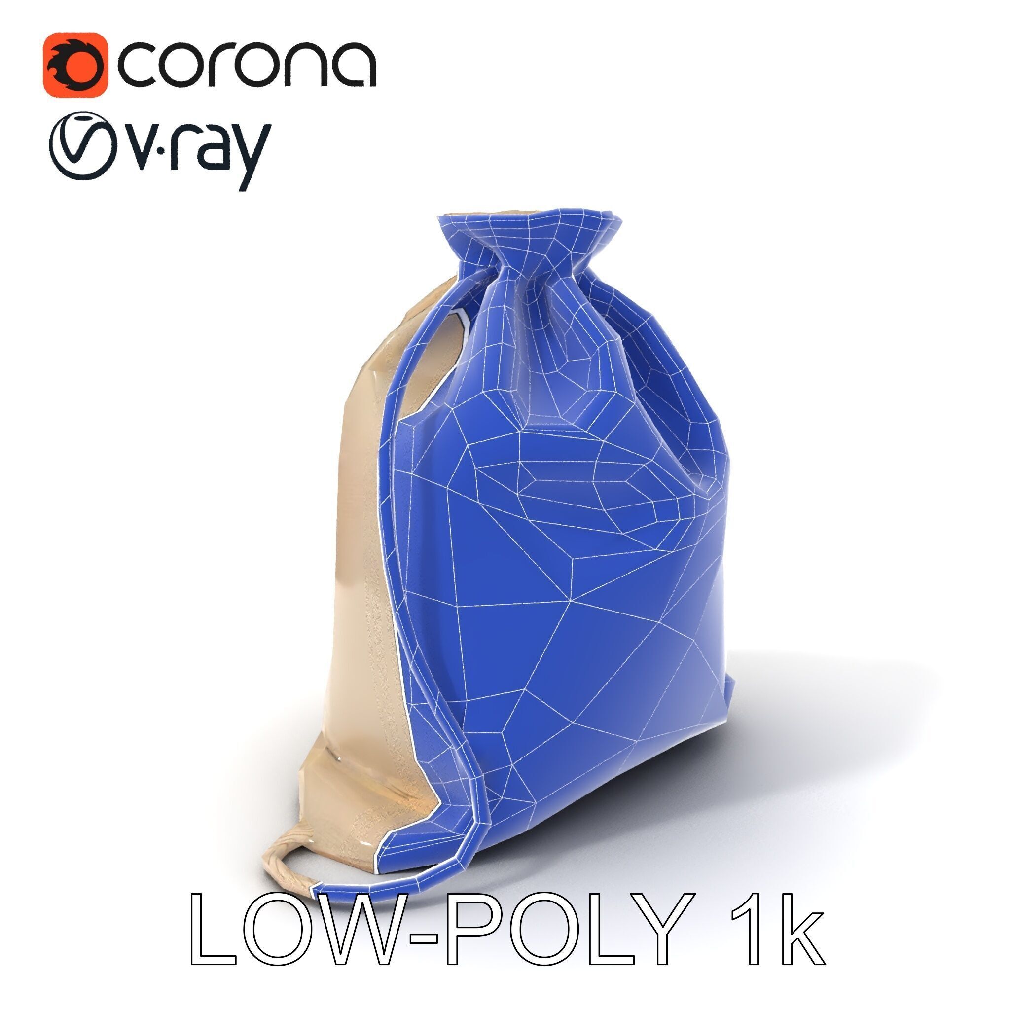 Fabric Drawstring Bag D Model Pack Low-poly 3D model_24