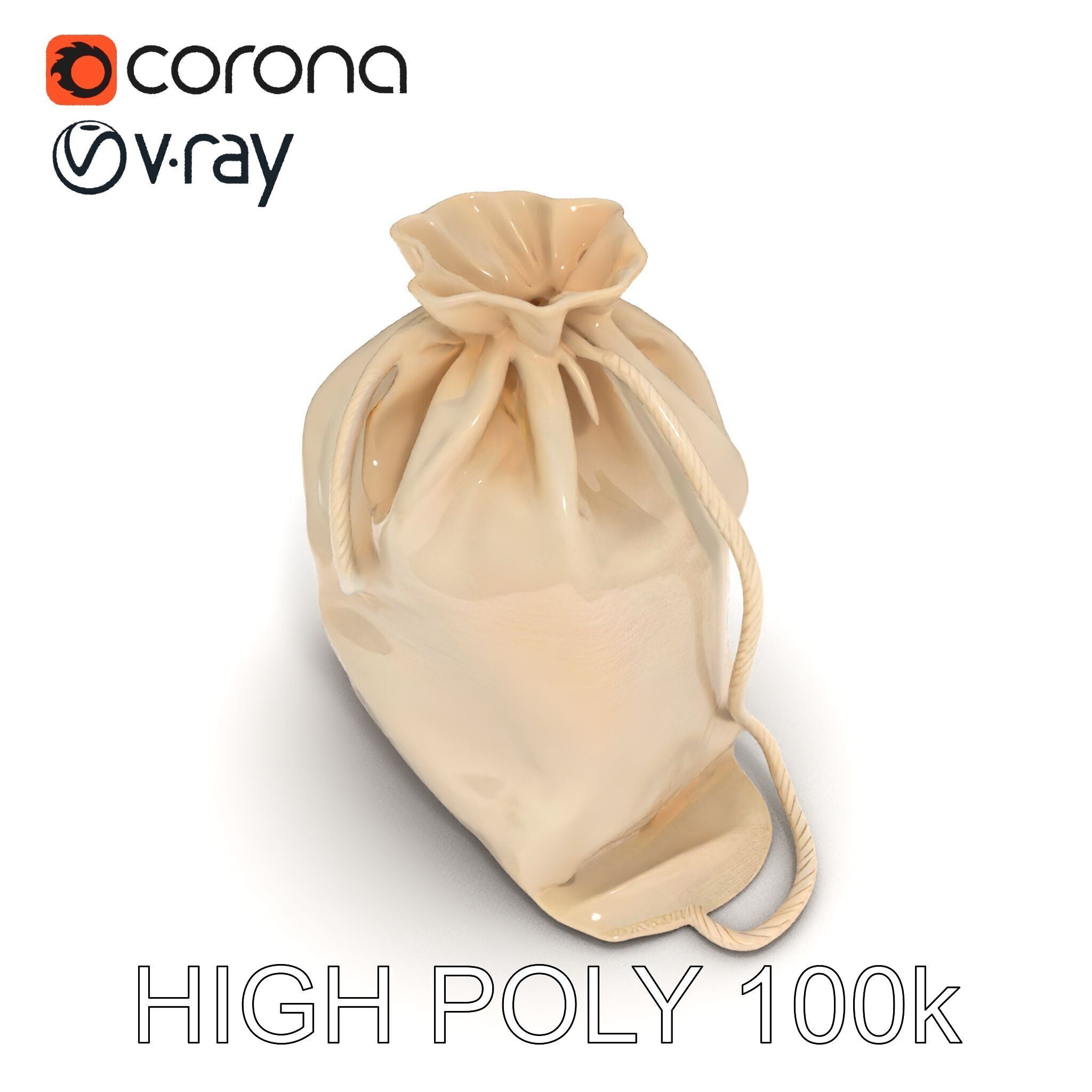 Fabric Drawstring Bag D Model Pack Low-poly 3D model_31