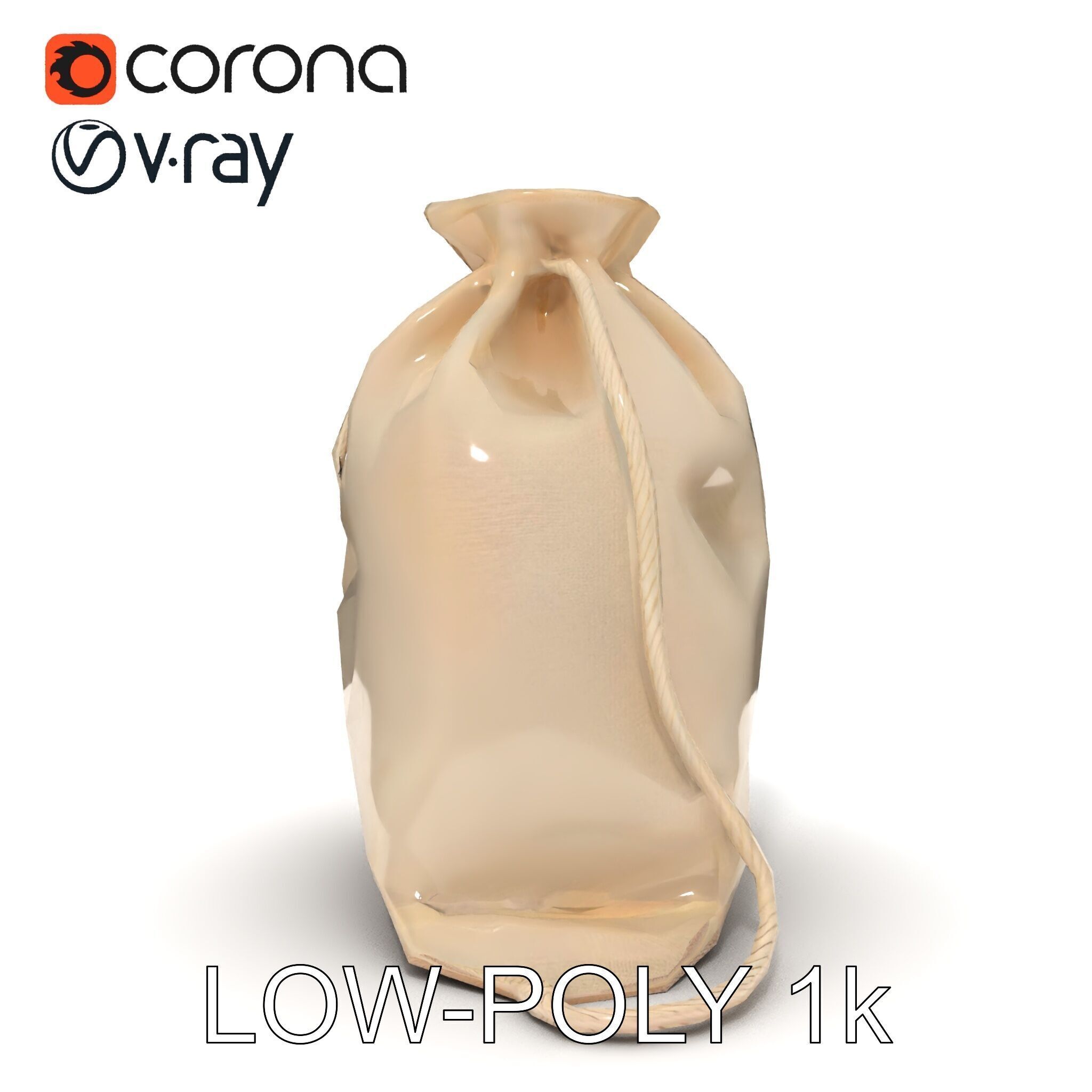 Fabric Drawstring Bag D Model Pack Low-poly 3D model_21