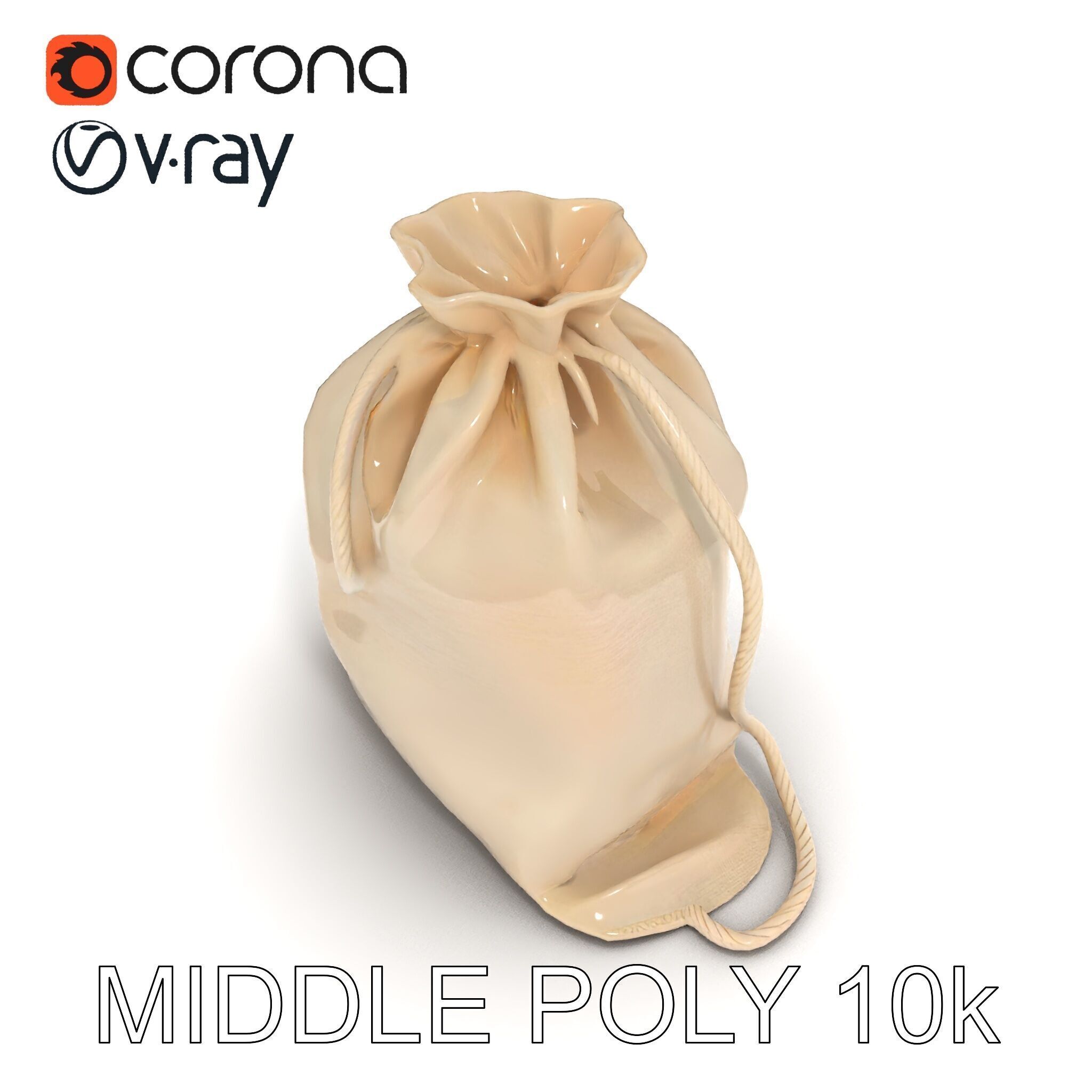 Fabric Drawstring Bag D Model Pack Low-poly 3D model_23