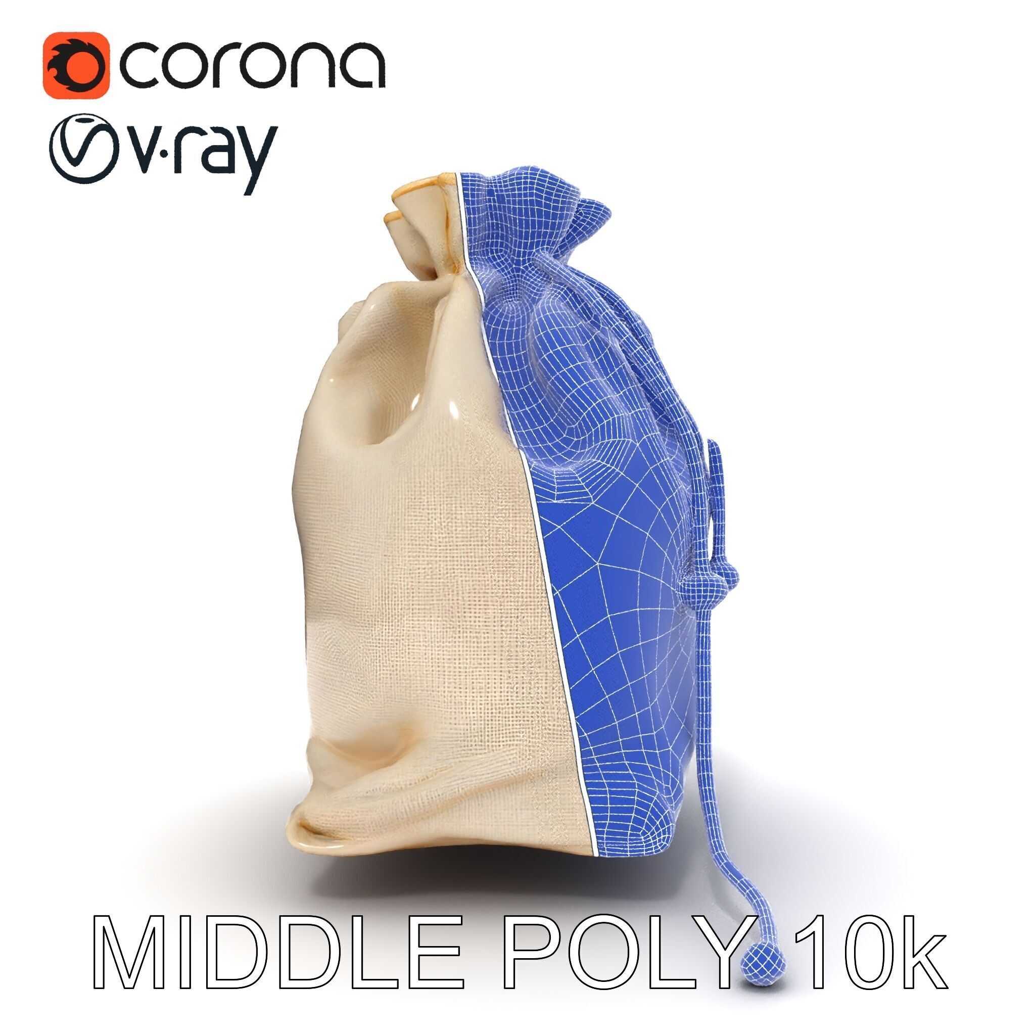 Canvas Drawstring Bag D Model Pack Low-poly 3D model_28