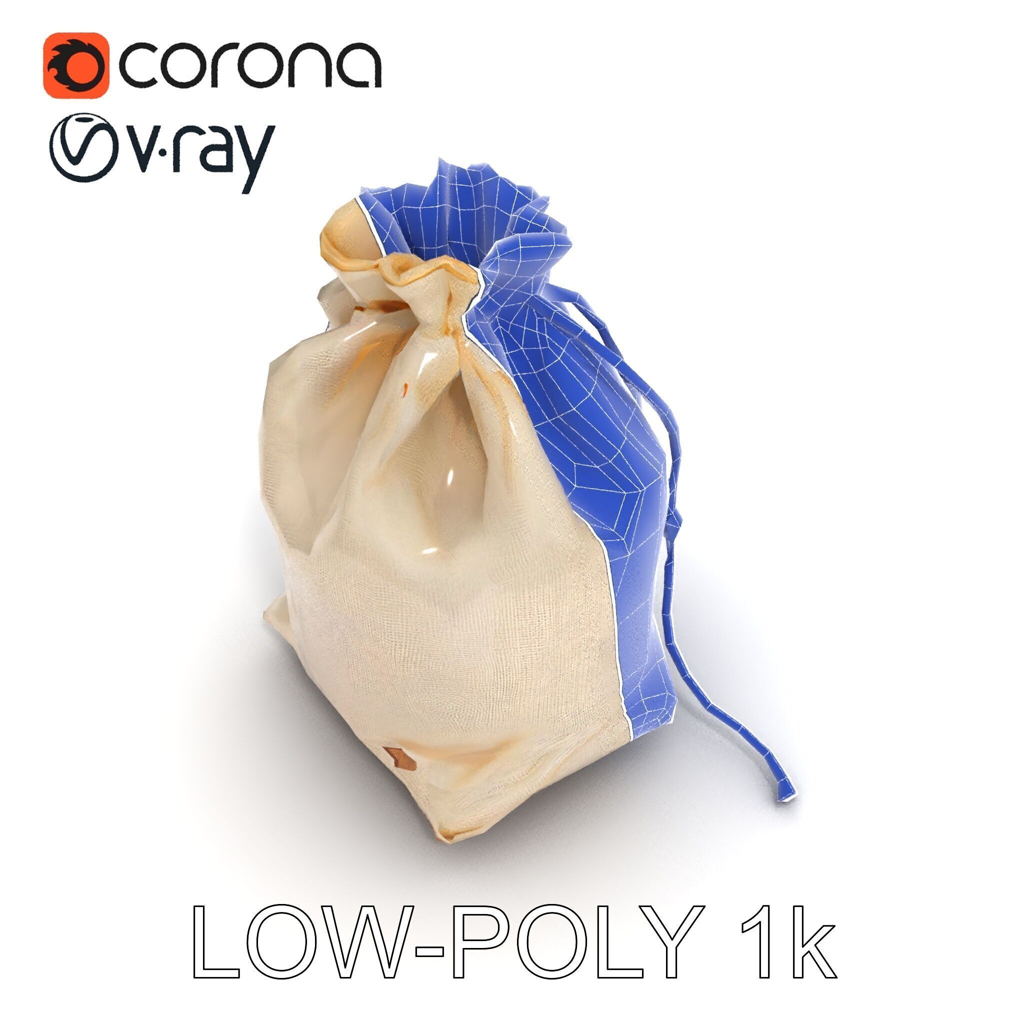Canvas Drawstring Bag D Model Pack Low-poly 3D model_20