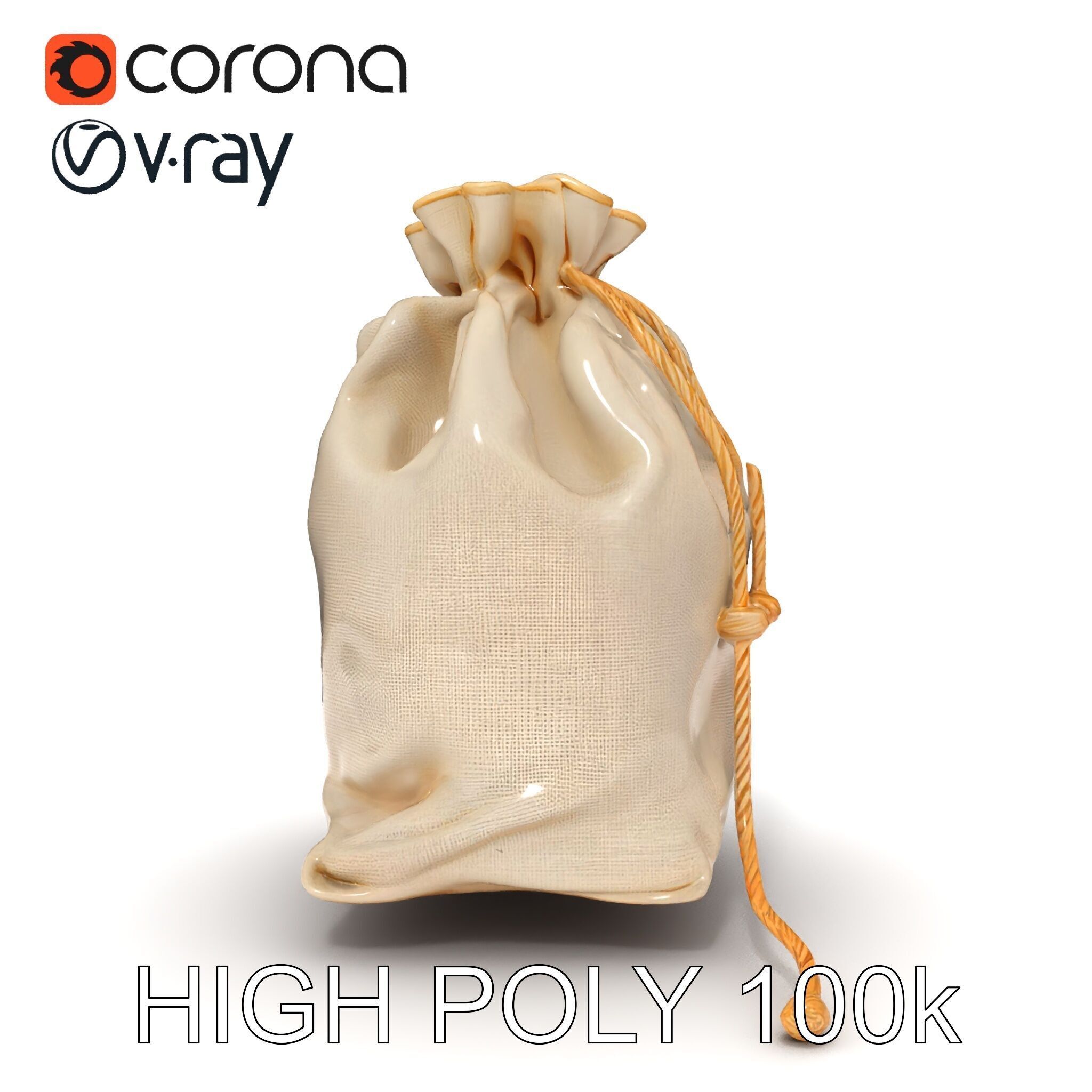 Canvas Drawstring Bag D Model Pack Low-poly 3D model_30
