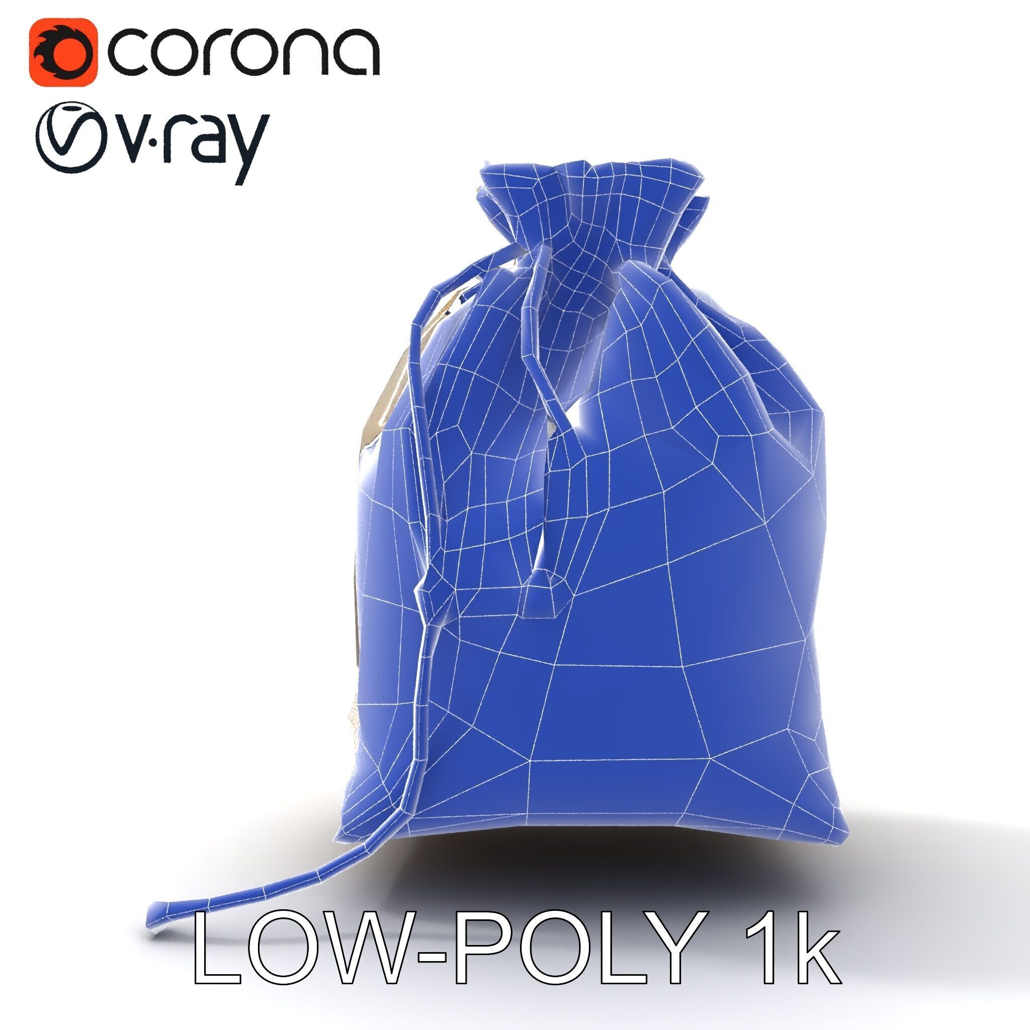 Canvas Drawstring Bag D Model Pack Low-poly 3D model_10