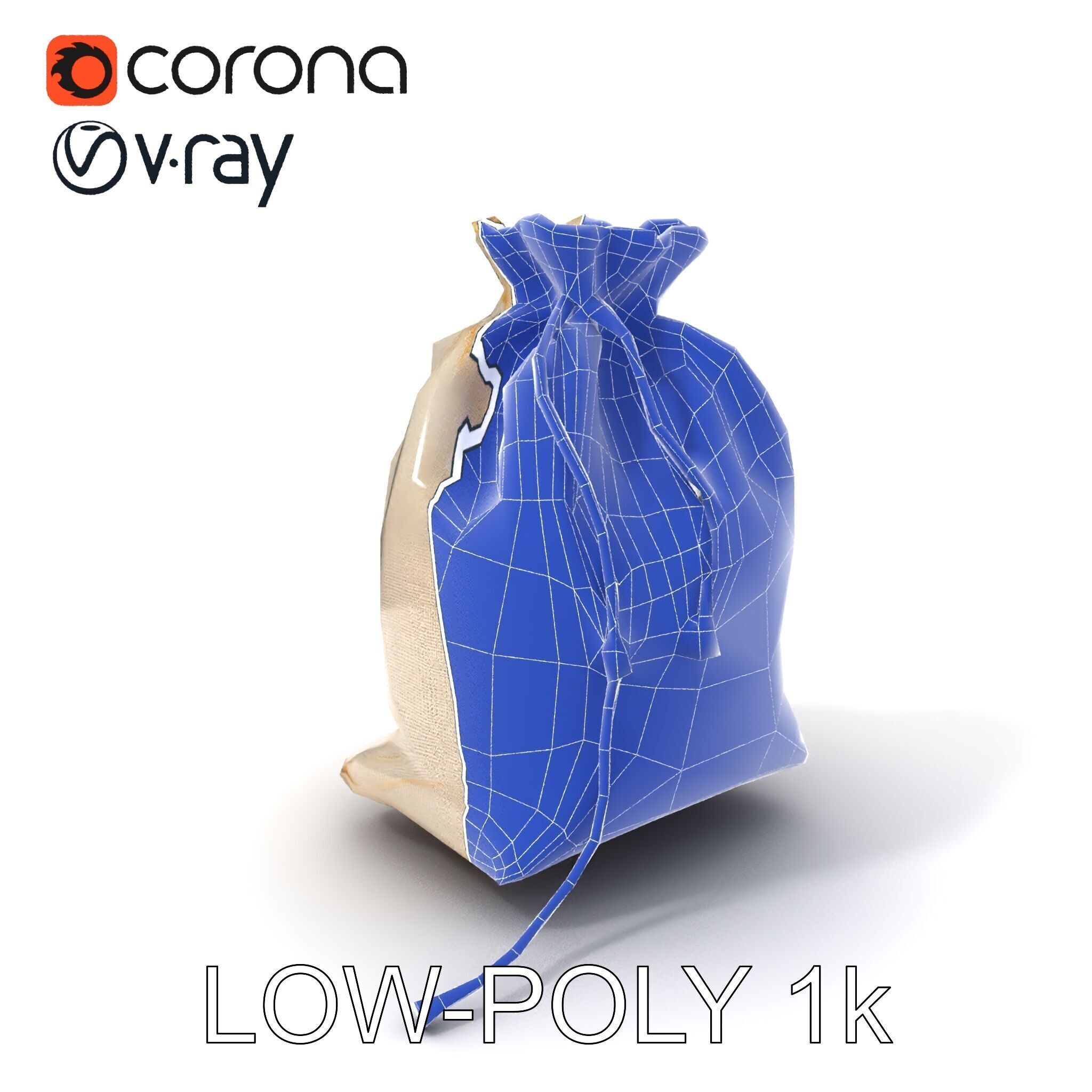 Canvas Drawstring Bag D Model Pack Low-poly 3D model_23