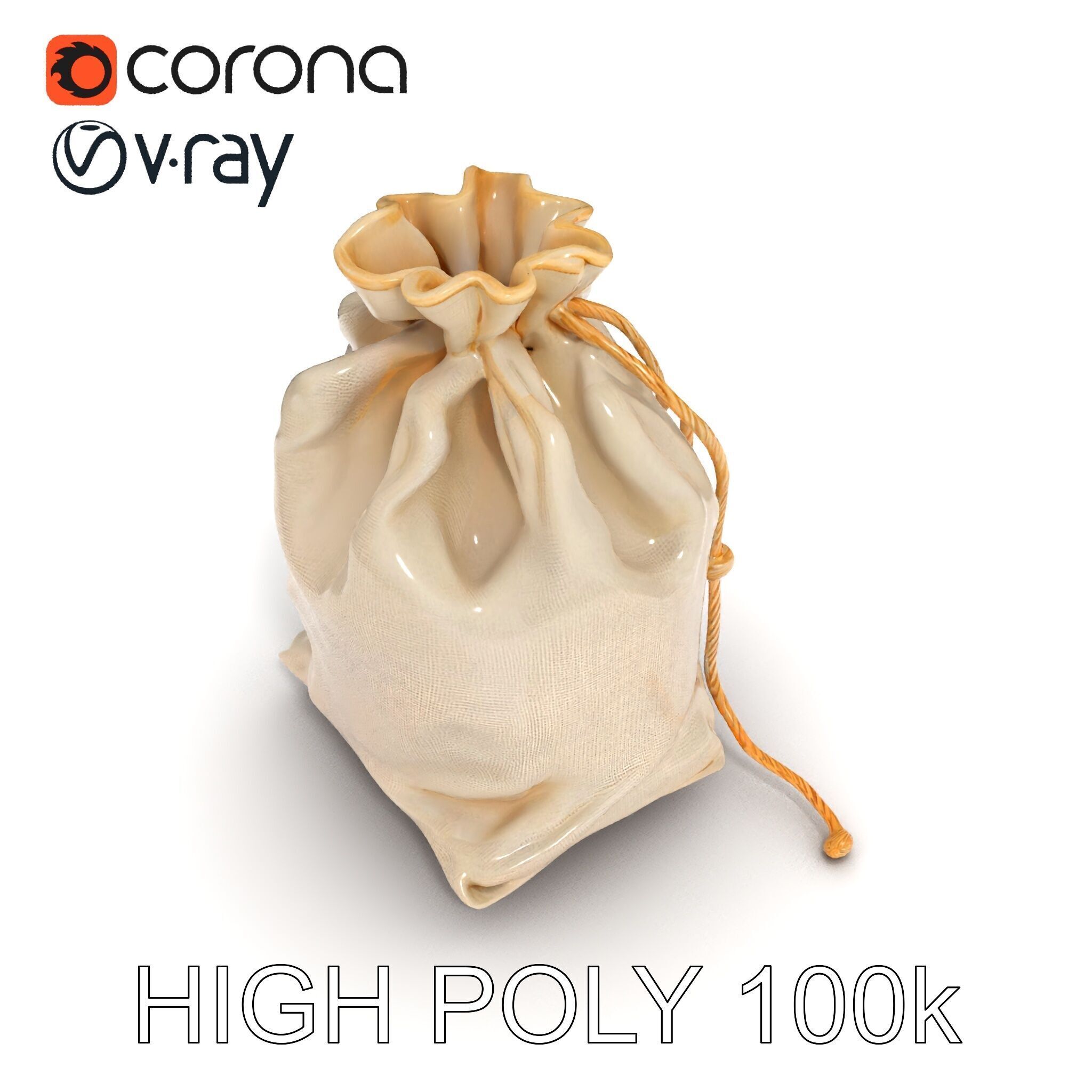Canvas Drawstring Bag D Model Pack Low-poly 3D model_21