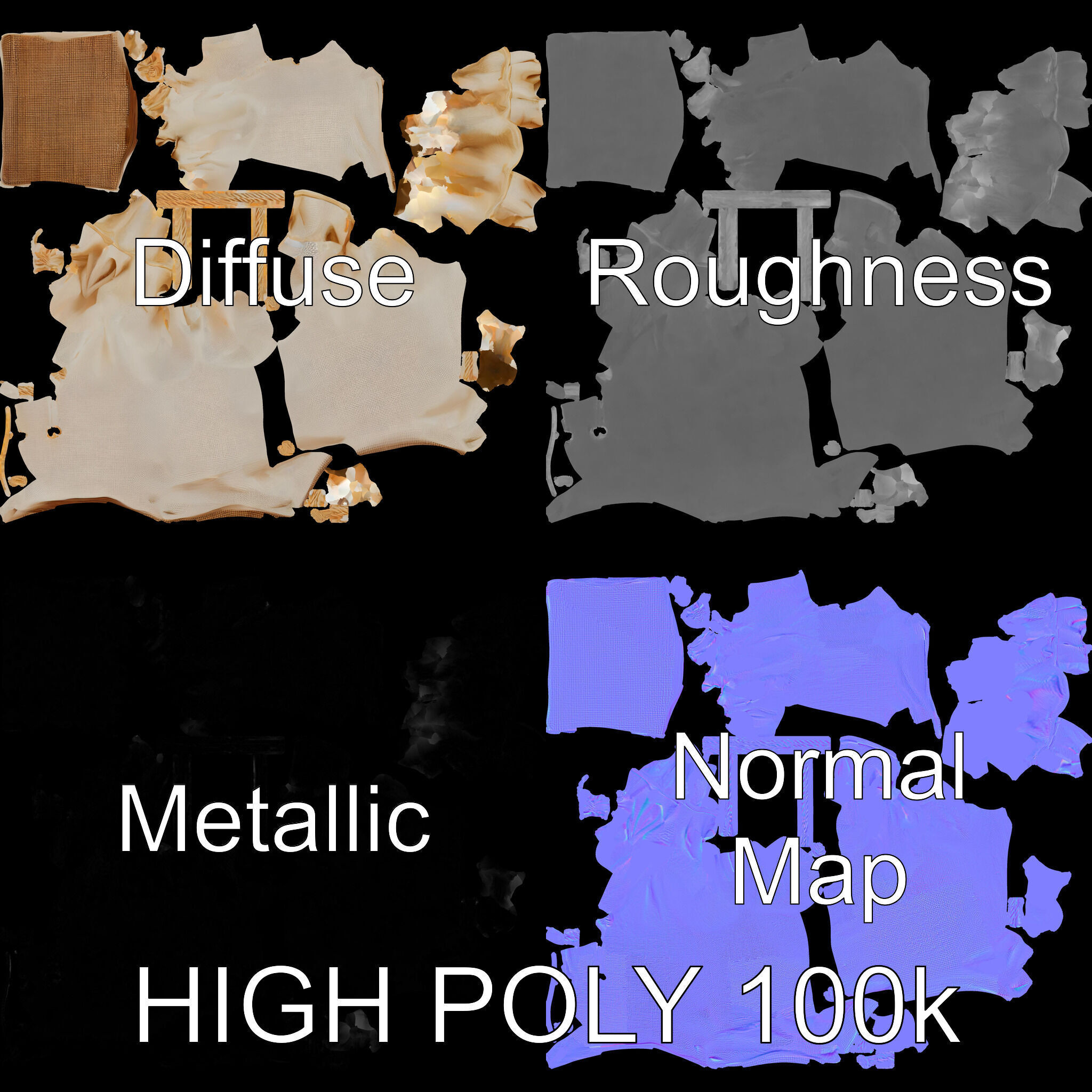 Canvas Drawstring Bag D Model Pack Low-poly 3D model_2