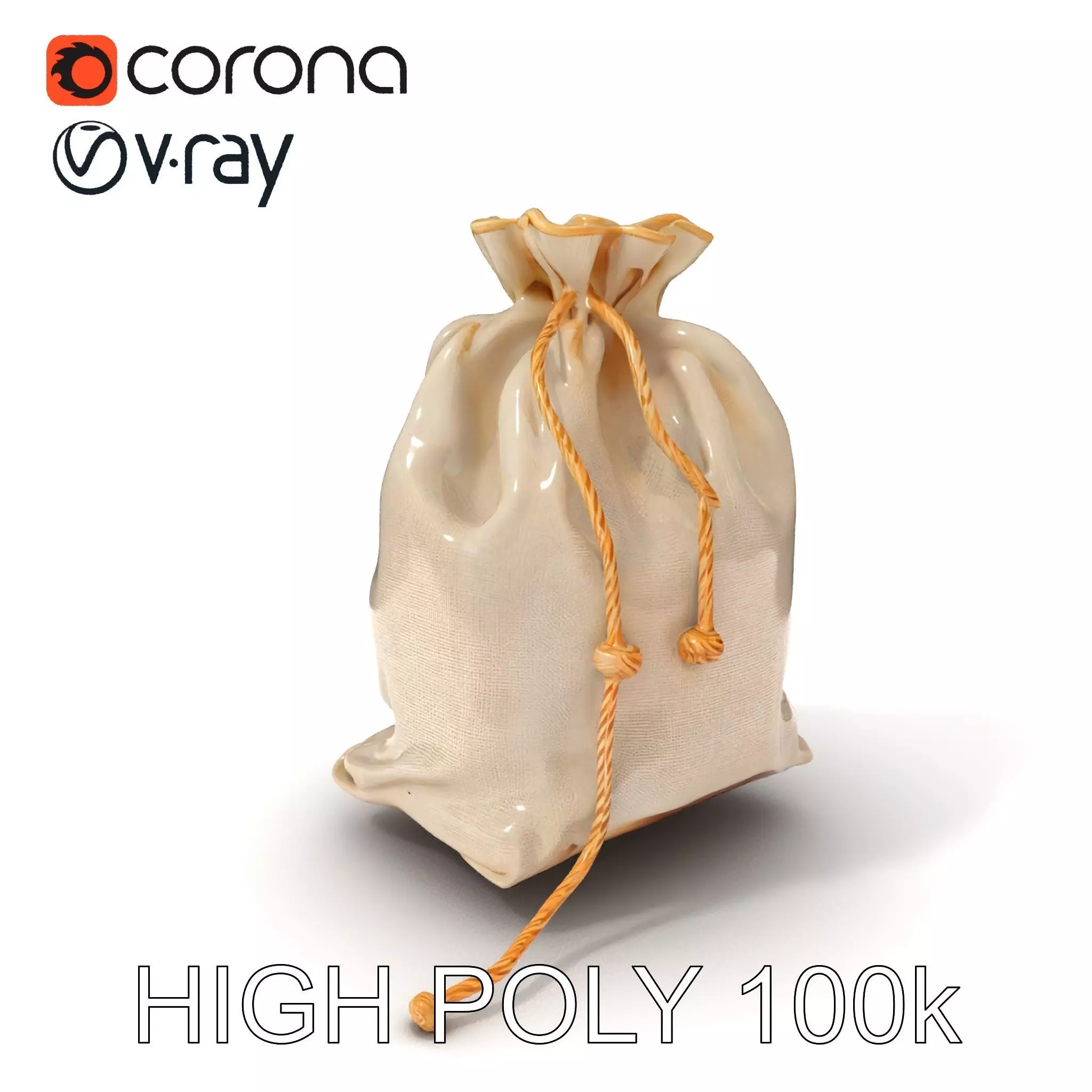 Canvas Drawstring Bag D Model Pack Low-poly 3D model_0
