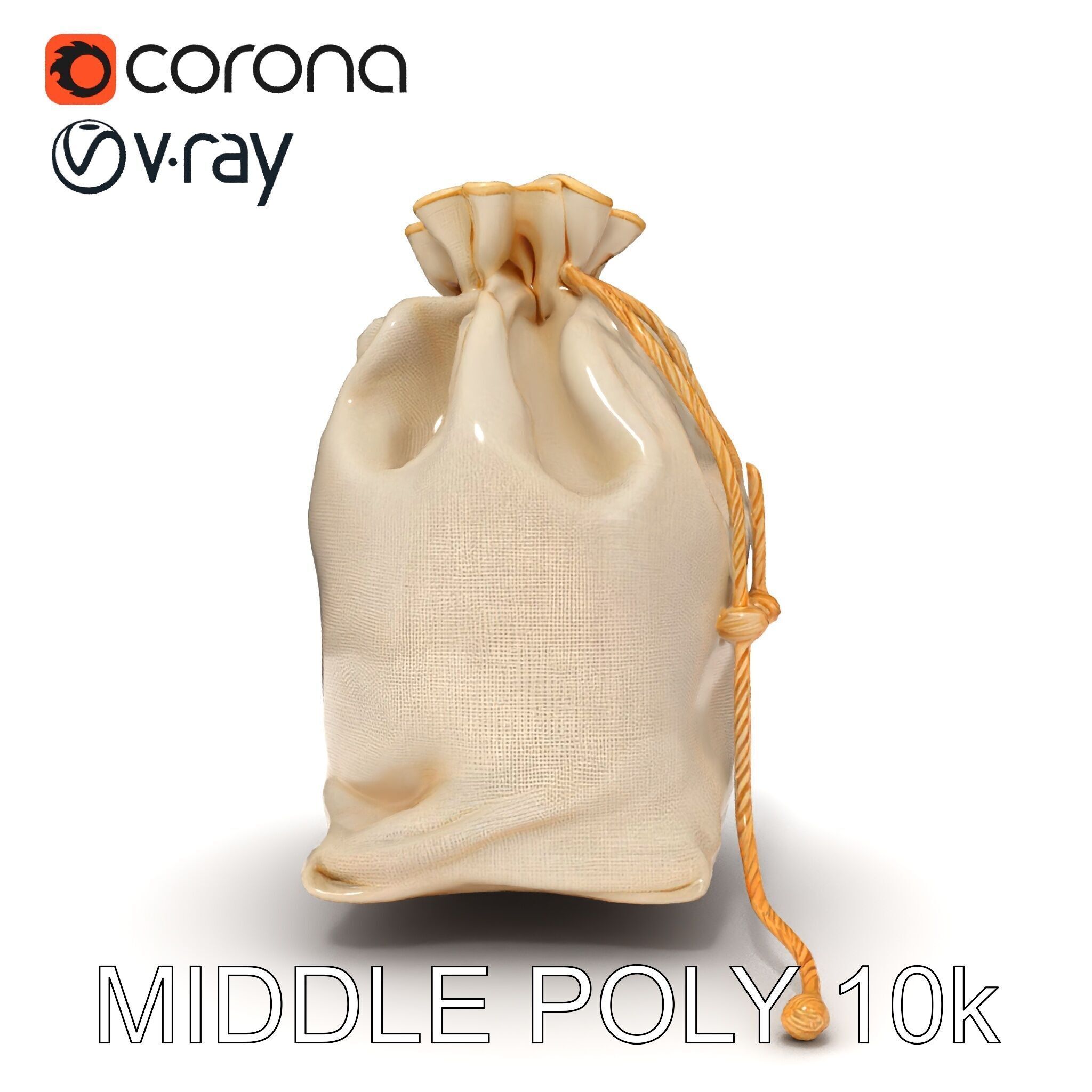 Canvas Drawstring Bag D Model Pack Low-poly 3D model_9