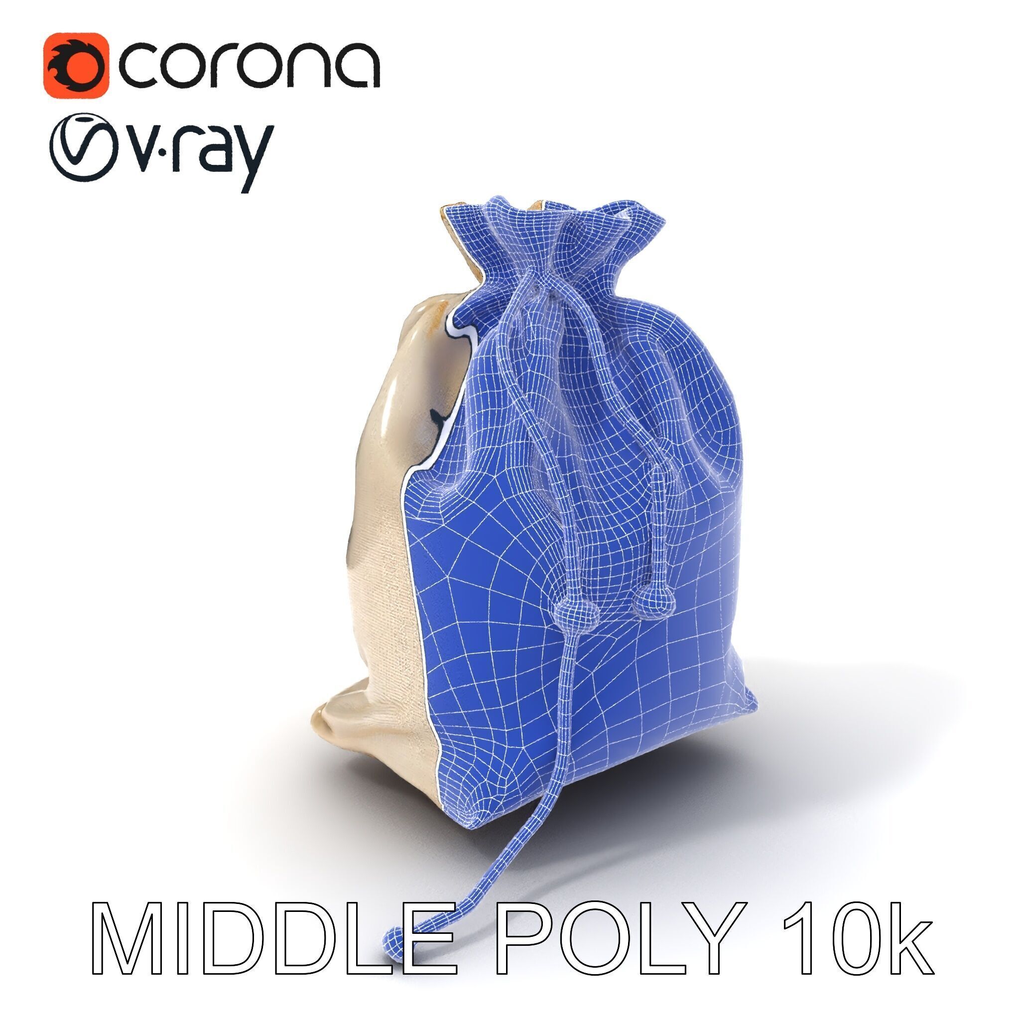 Canvas Drawstring Bag D Model Pack Low-poly 3D model_22