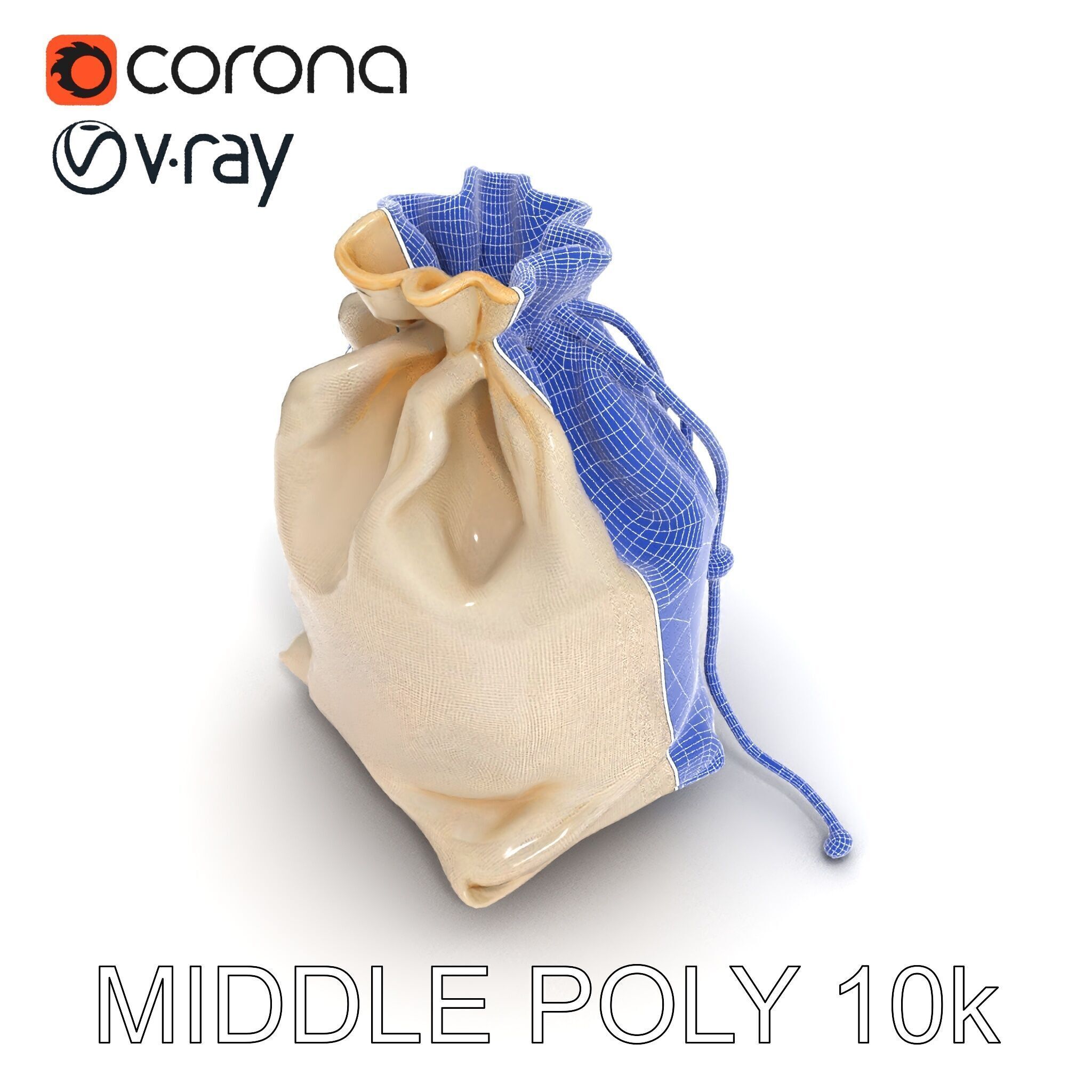 Canvas Drawstring Bag D Model Pack Low-poly 3D model_11