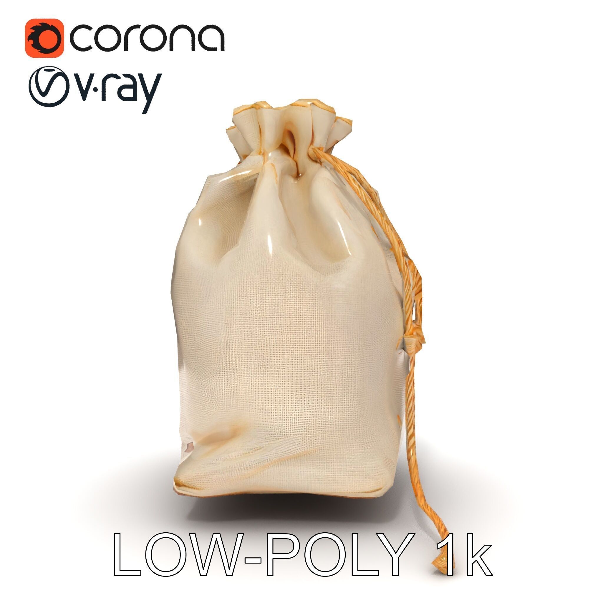 Canvas Drawstring Bag D Model Pack Low-poly 3D model_18