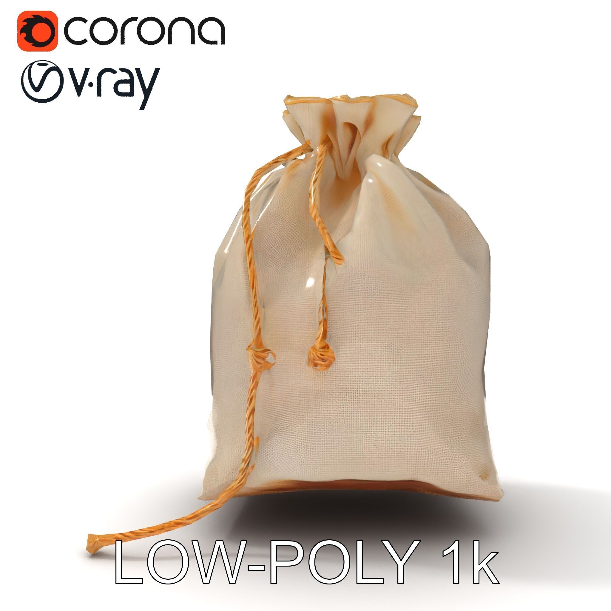 Canvas Drawstring Bag D Model Pack Low-poly 3D model_7