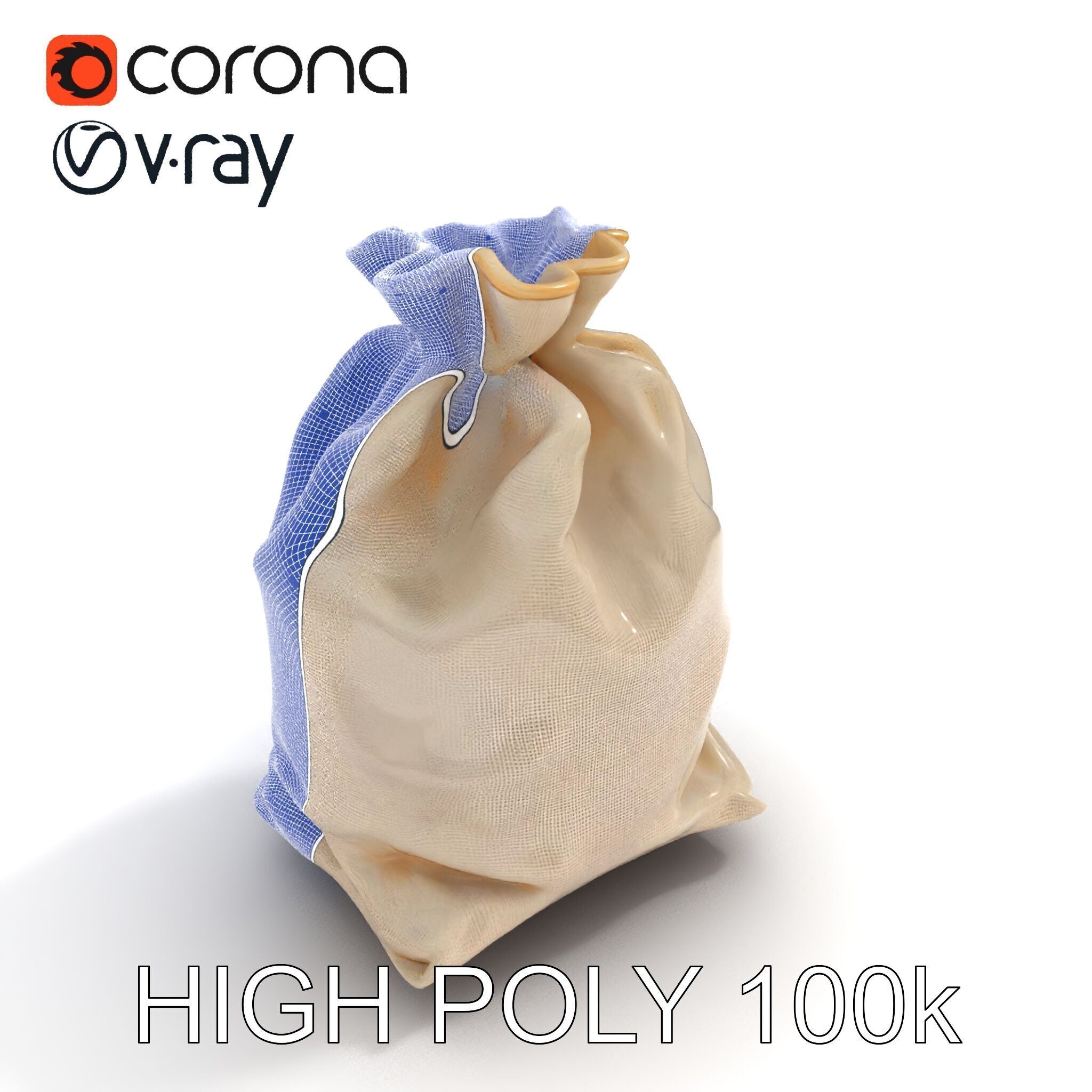 Canvas Drawstring Bag D Model Pack Low-poly 3D model_16