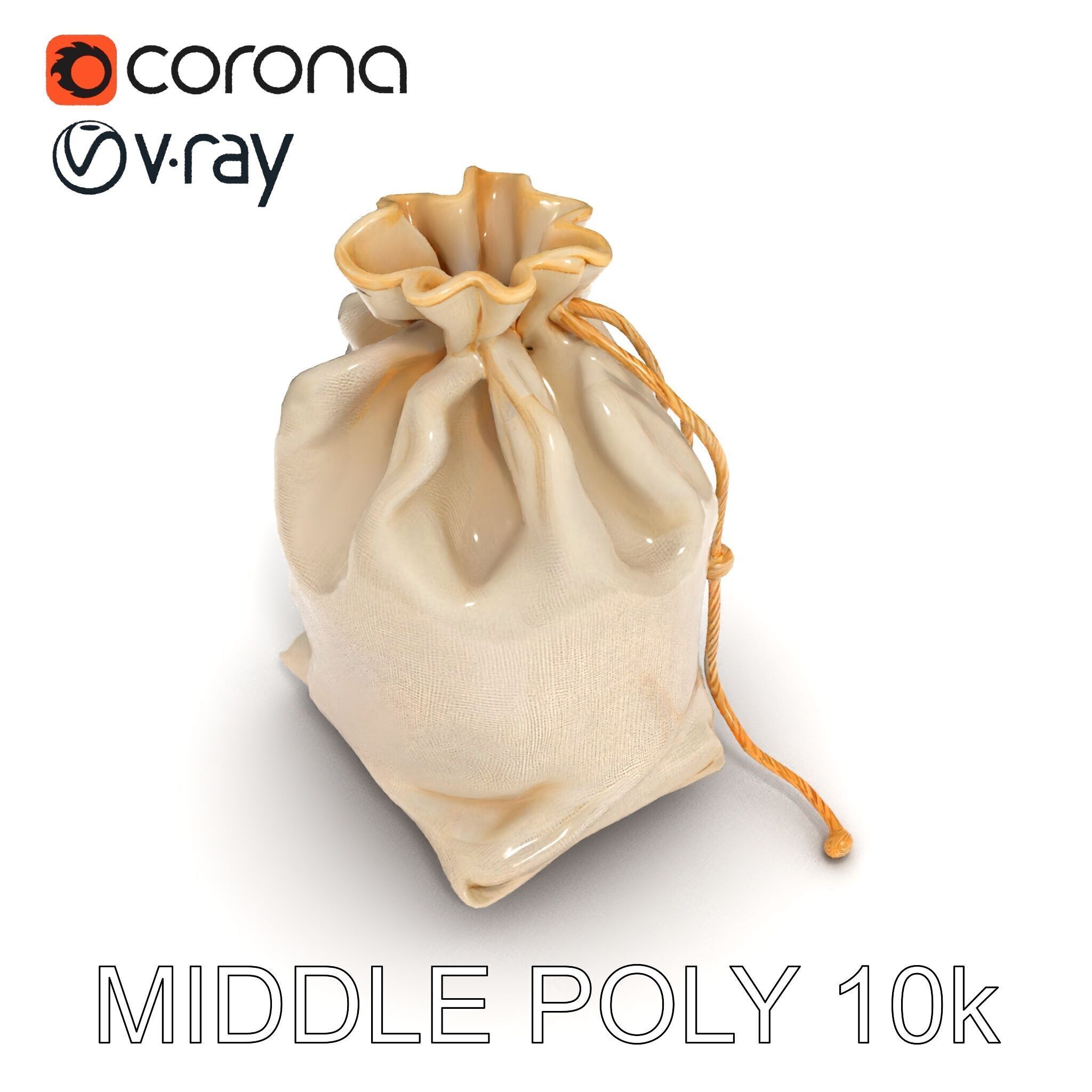 Canvas Drawstring Bag D Model Pack Low-poly 3D model_6