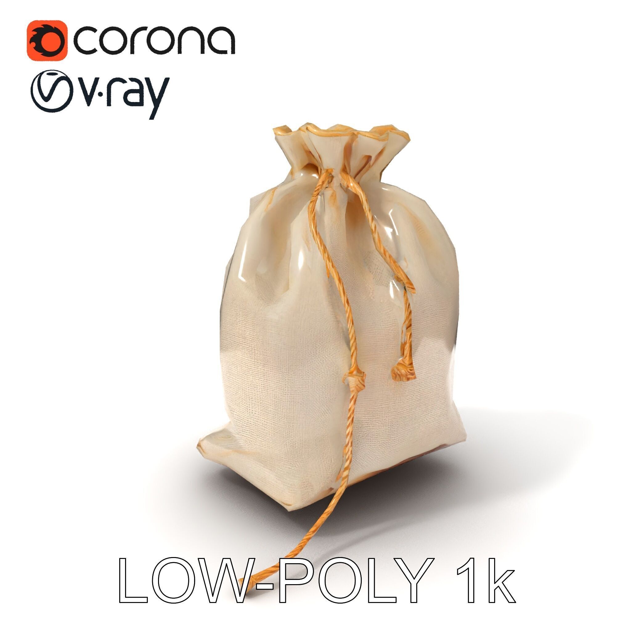 Canvas Drawstring Bag D Model Pack Low-poly 3D model_15