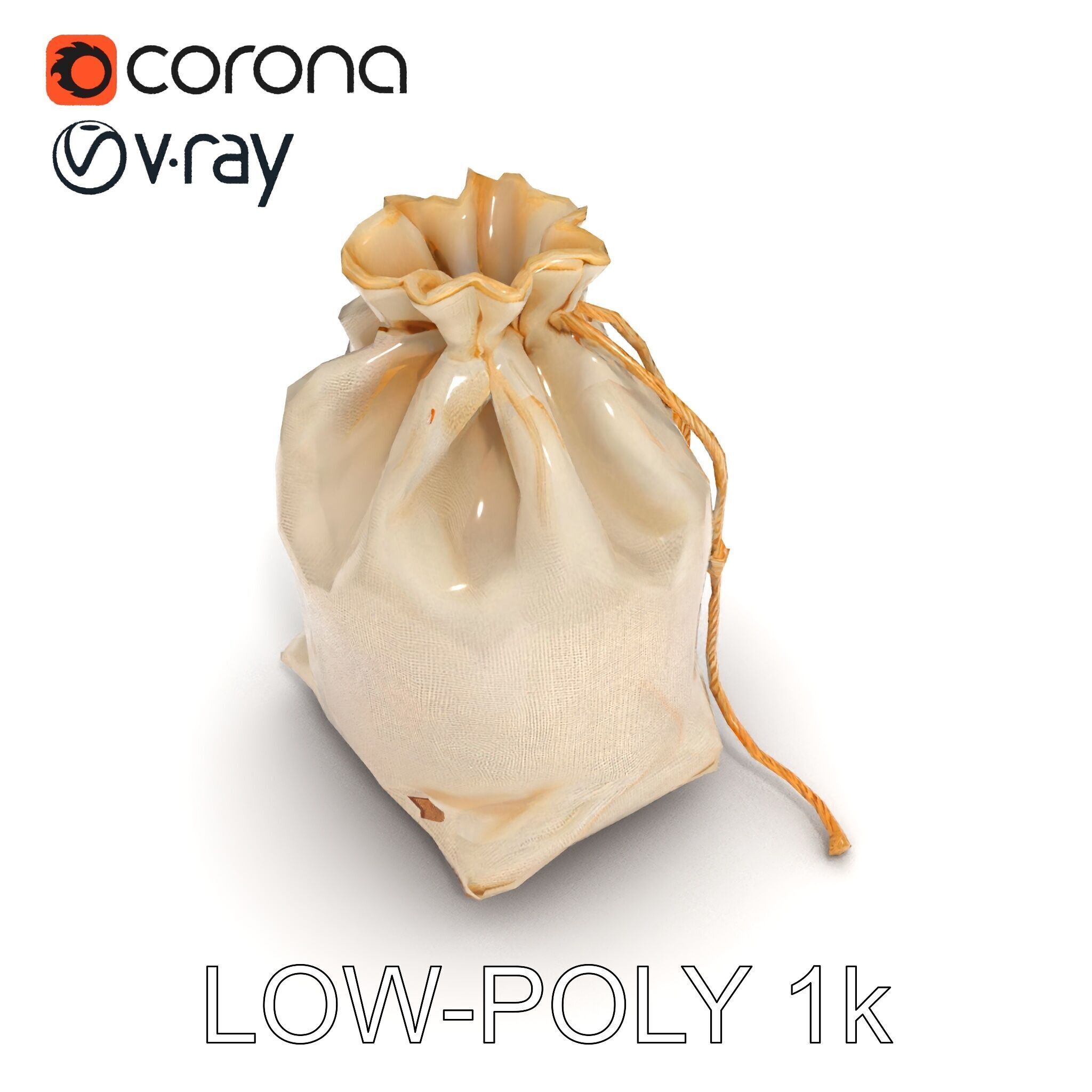 Canvas Drawstring Bag D Model Pack Low-poly 3D model_29