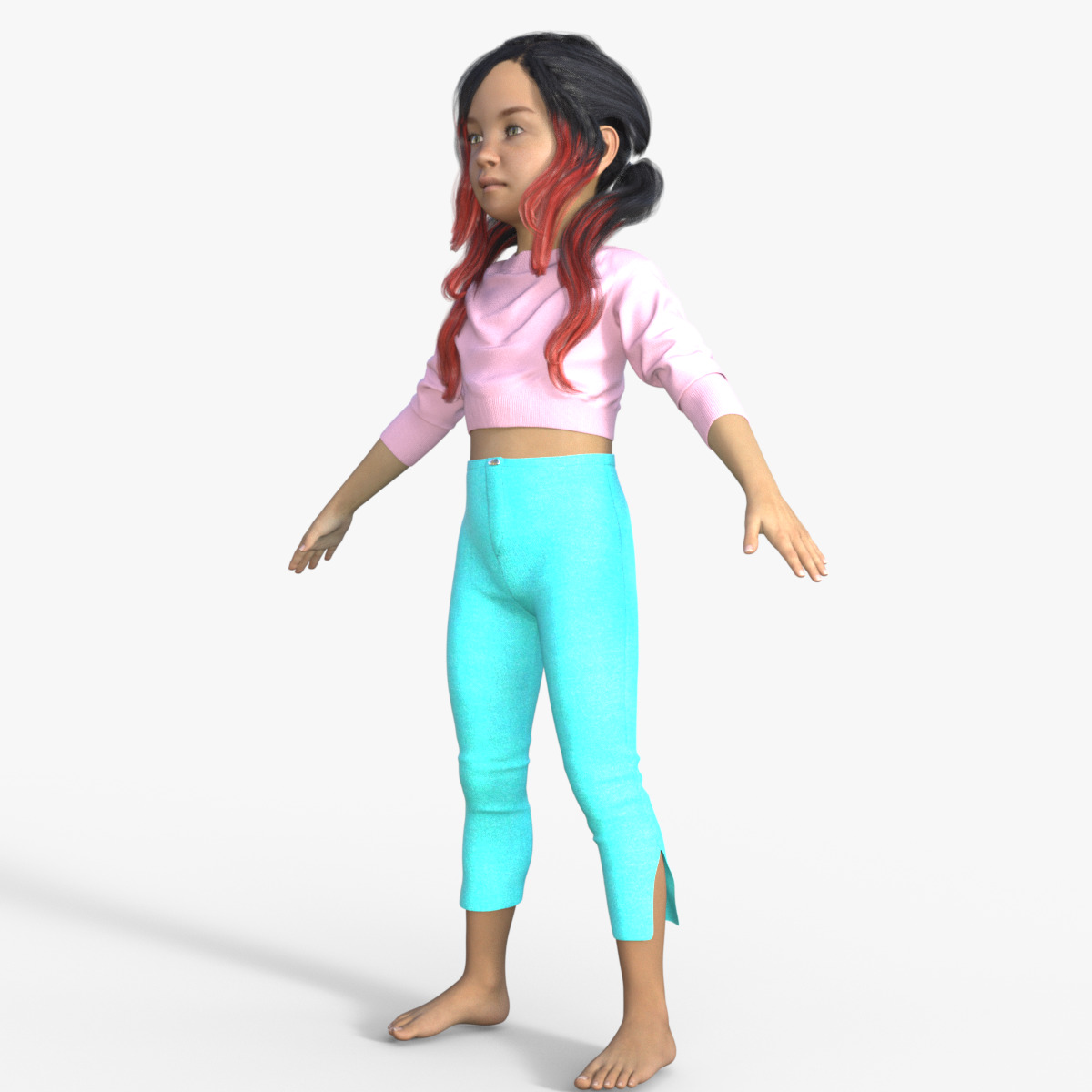 Realistic 3D Girl Character Rigged 3D model_10