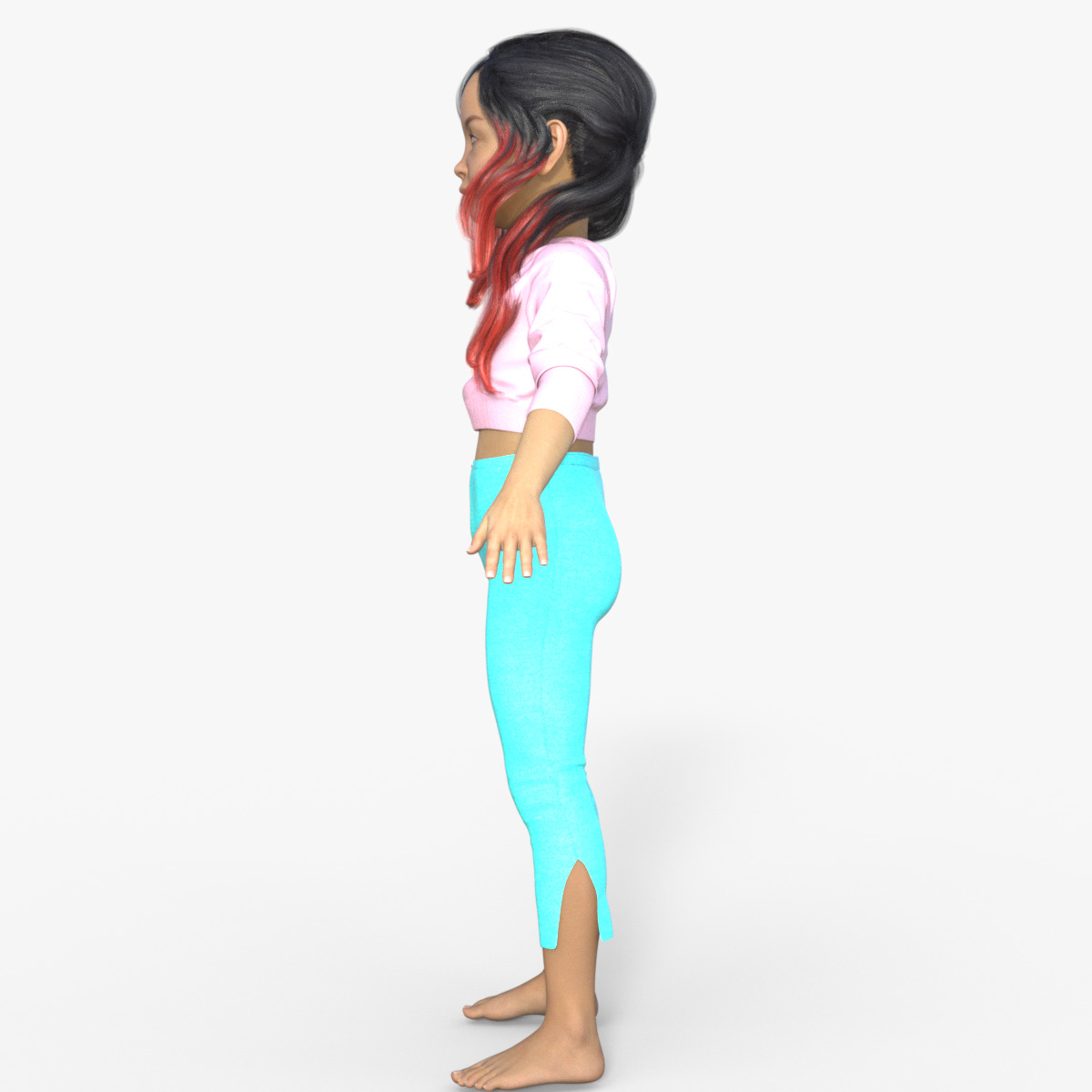 Realistic 3D Girl Character Rigged 3D model_3